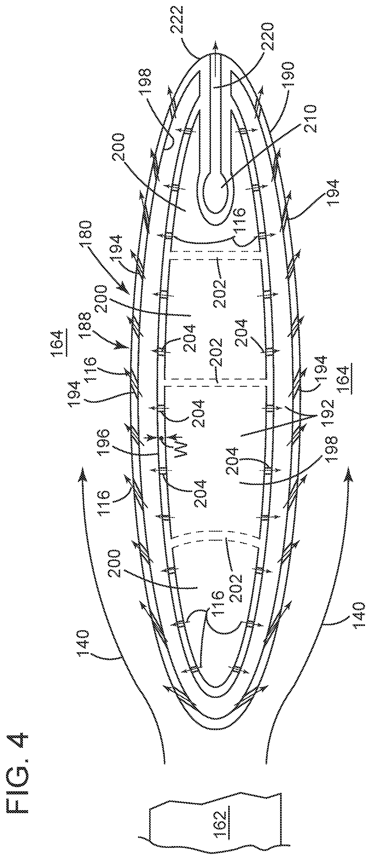 Patent US12092061 Figure 4 – Axial fuel stage immersed injectors with internal cooling