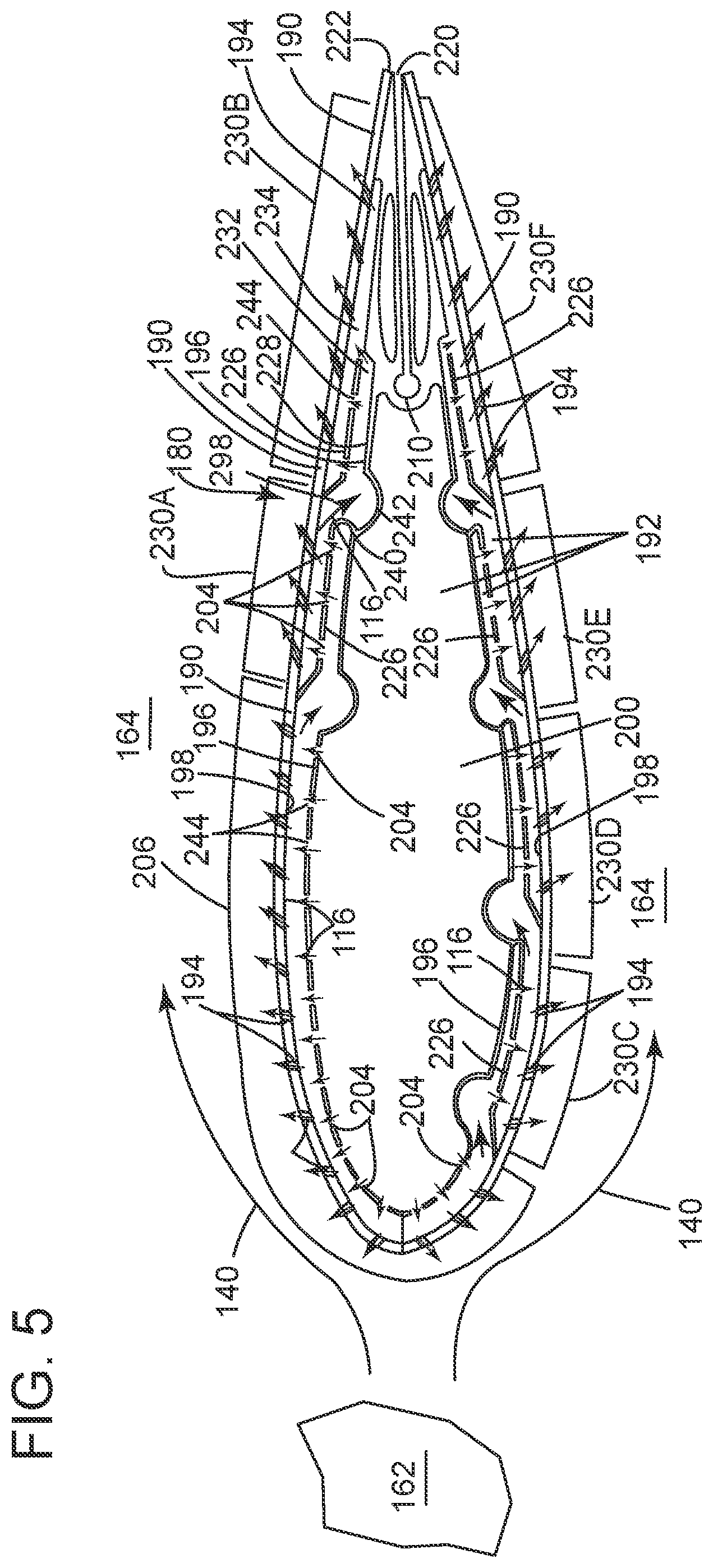 Patent US12092061 Figure 5 – Axial fuel stage immersed injectors with internal cooling