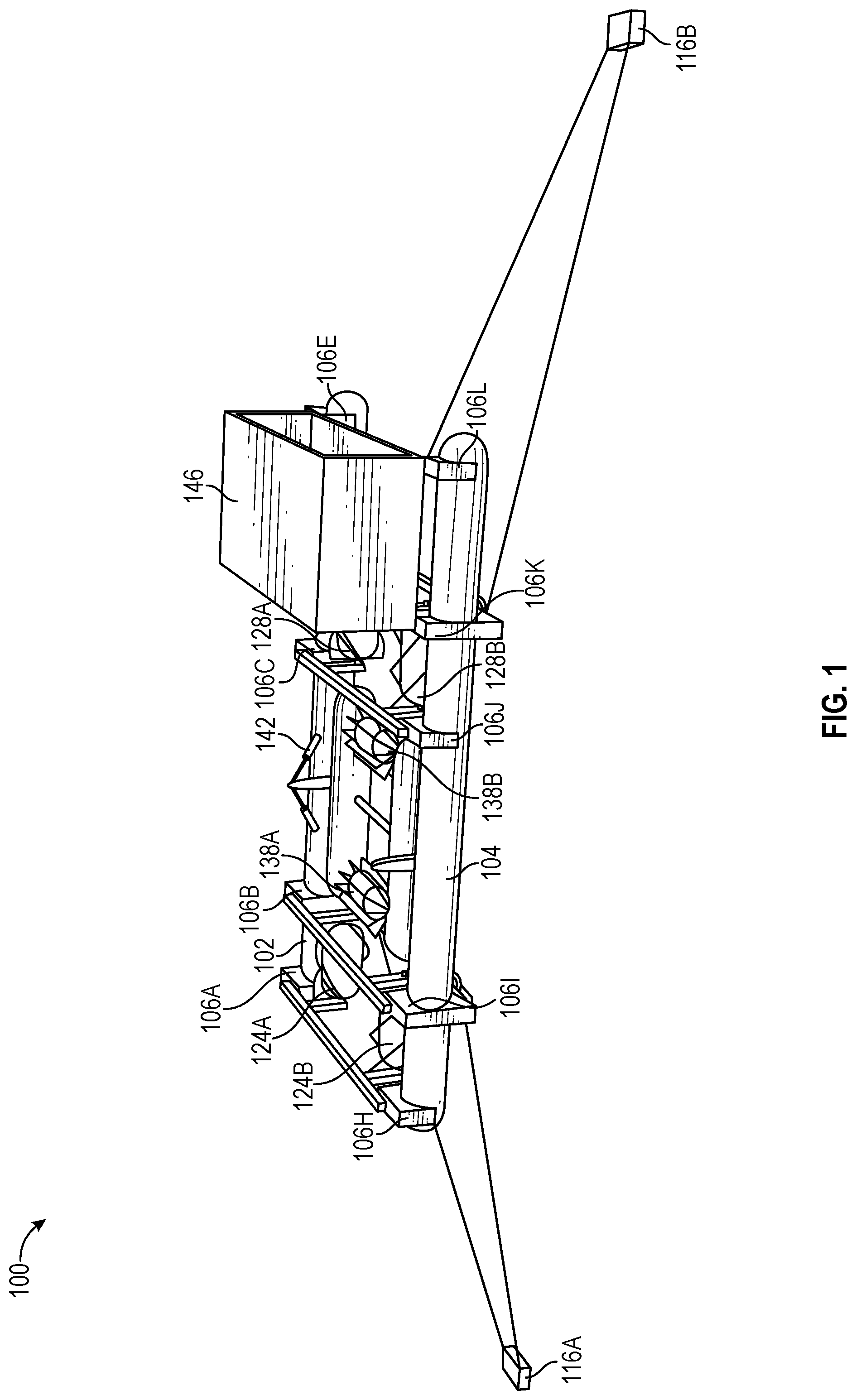 Patent US12092066 Figure 1 – Ocean wave and tidal current energy conversion system