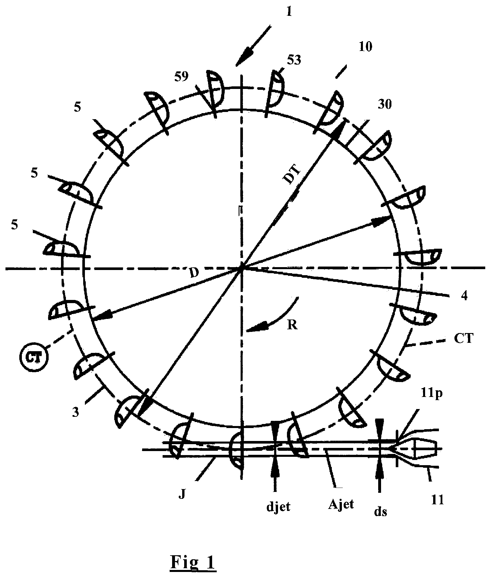 Patent US12092068 Figure 1 – Pelton hydraulic turbine and installation