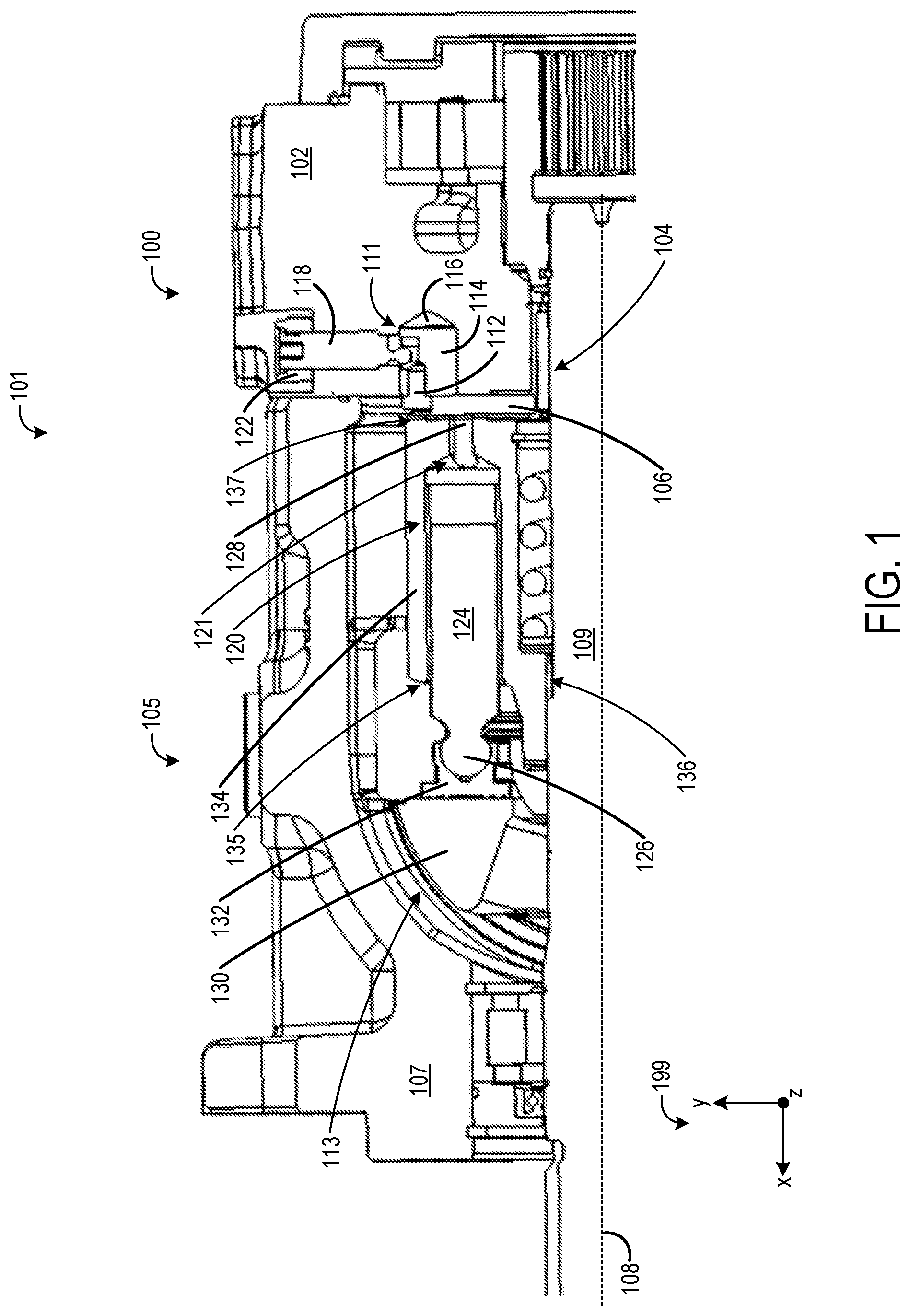Patent US12092070 Figure 1 – Adjustable distribution plate for an axial piston assembly