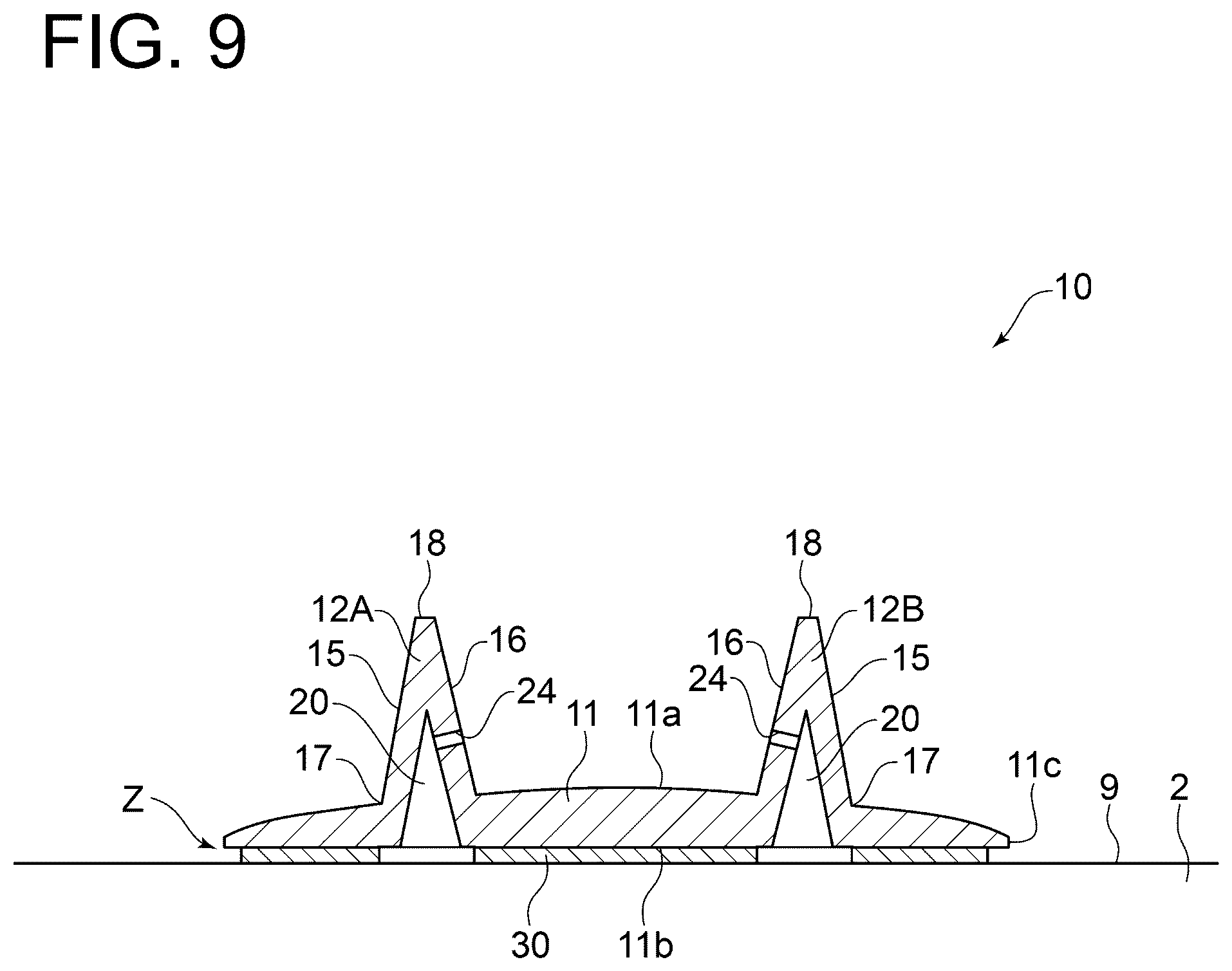 Patent US12092072 Figure 8 – Vortex generator for wind turbine blade, wind turbine blade and wind power generating apparatus, and method for manufacturing wind turbine blade
