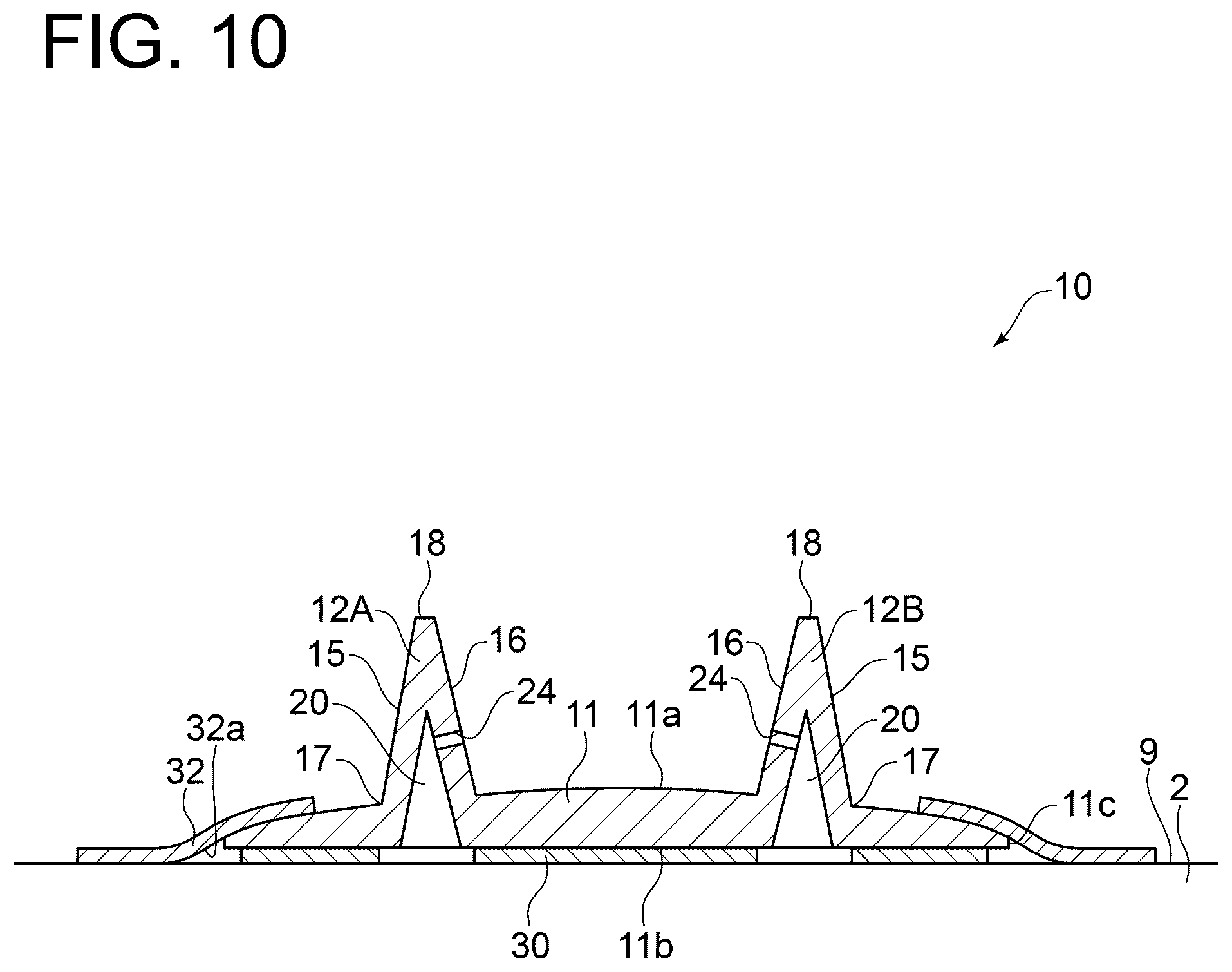 Patent US12092072 Figure 9 – Vortex generator for wind turbine blade, wind turbine blade and wind power generating apparatus, and method for manufacturing wind turbine blade