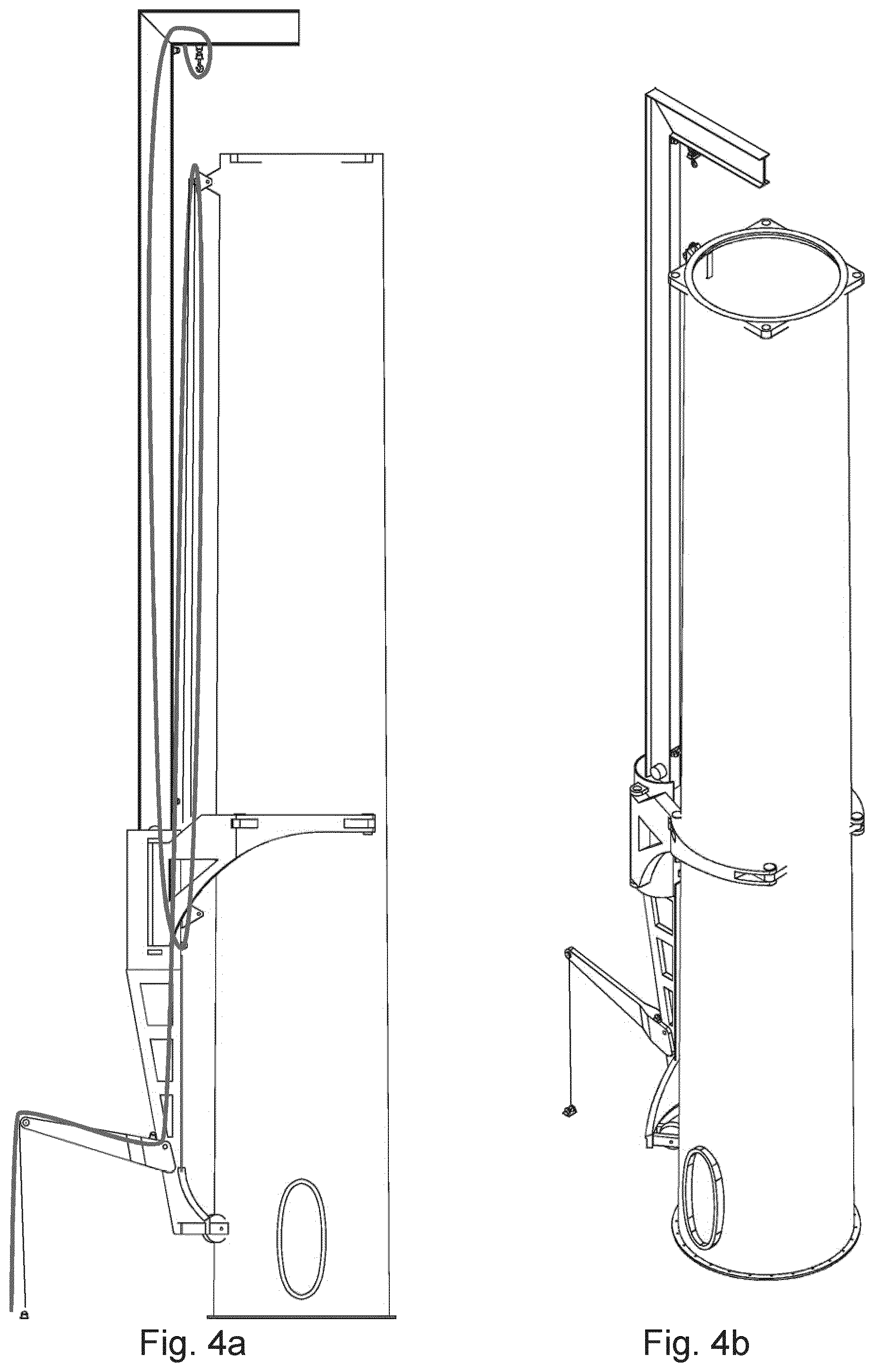 Patent US12092073 Figure 4 – Wind turbine tower with crane connection elements and a crane with tower flange connection elements