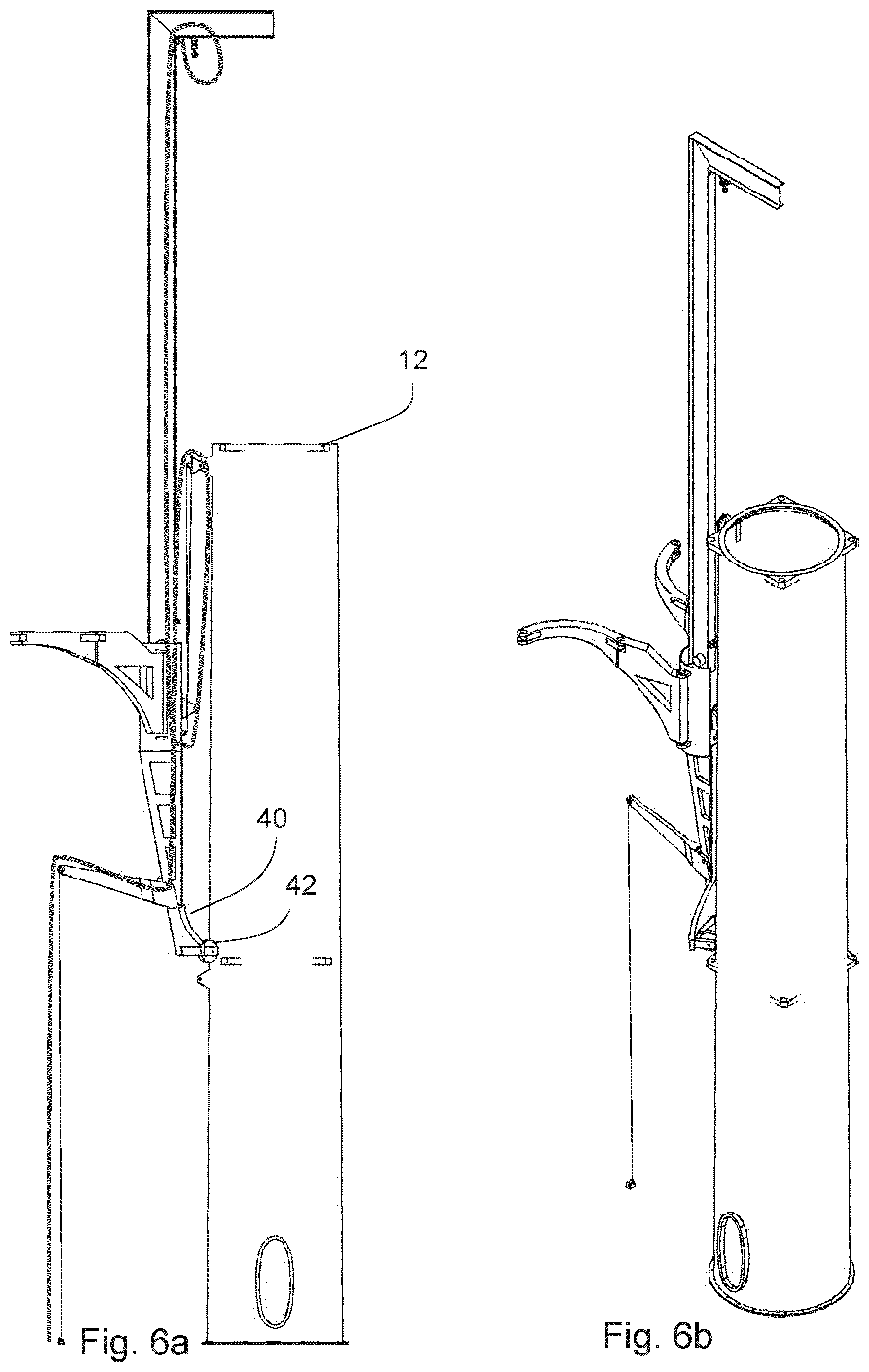 Patent US12092073 Figure 6 – Wind turbine tower with crane connection elements and a crane with tower flange connection elements