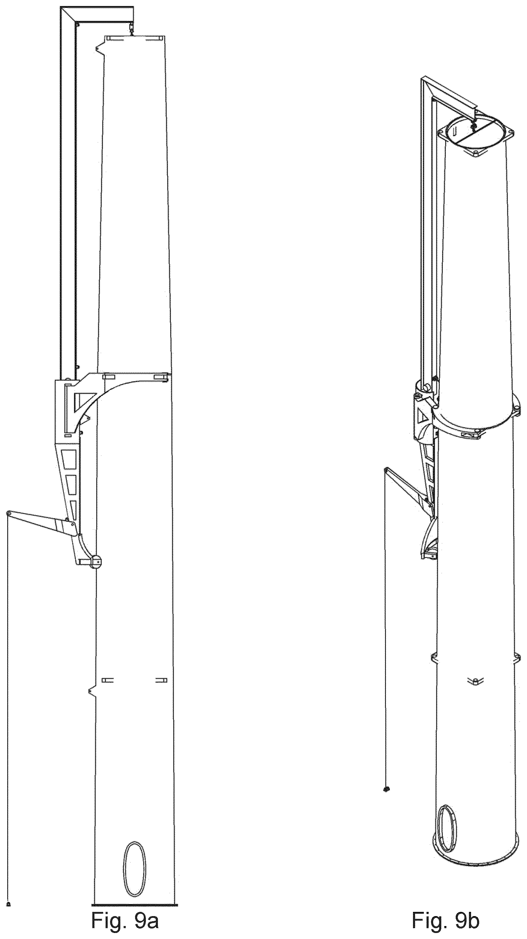 Patent US12092073 Figure 9 – Wind turbine tower with crane connection elements and a crane with tower flange connection elements