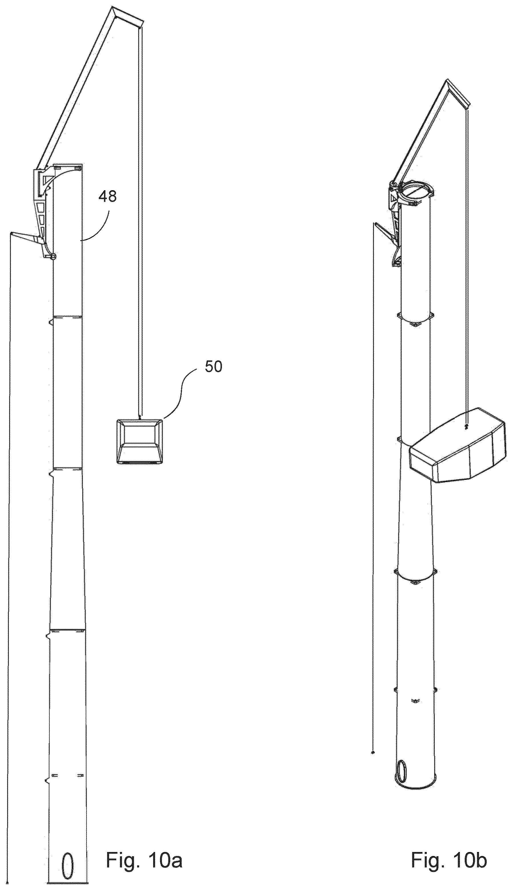 Patent US12092073 Figure 10 – Wind turbine tower with crane connection elements and a crane with tower flange connection elements