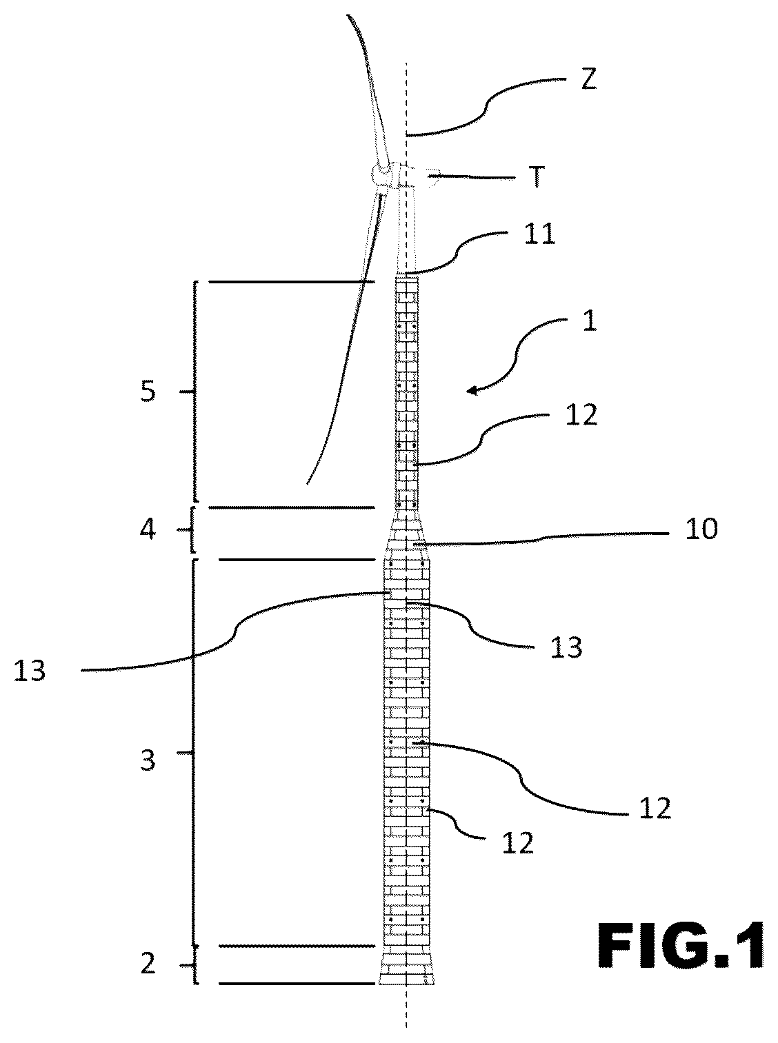 Patent US12092074 Figure 1 – System for erecting a tower and corresponding method