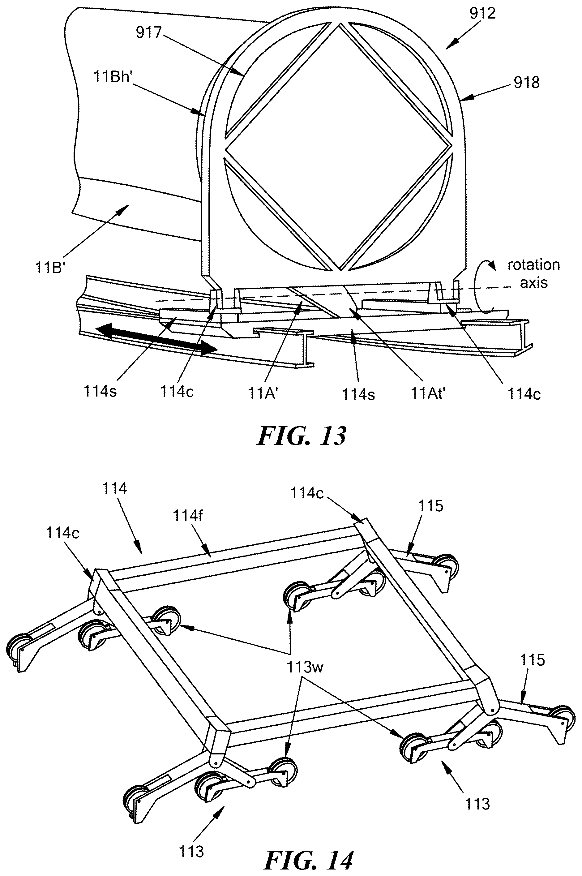 Patent US12092076 Figure 13 – Systems, methods, and vehicles for transporting large cargo onto and off a transport vehicle