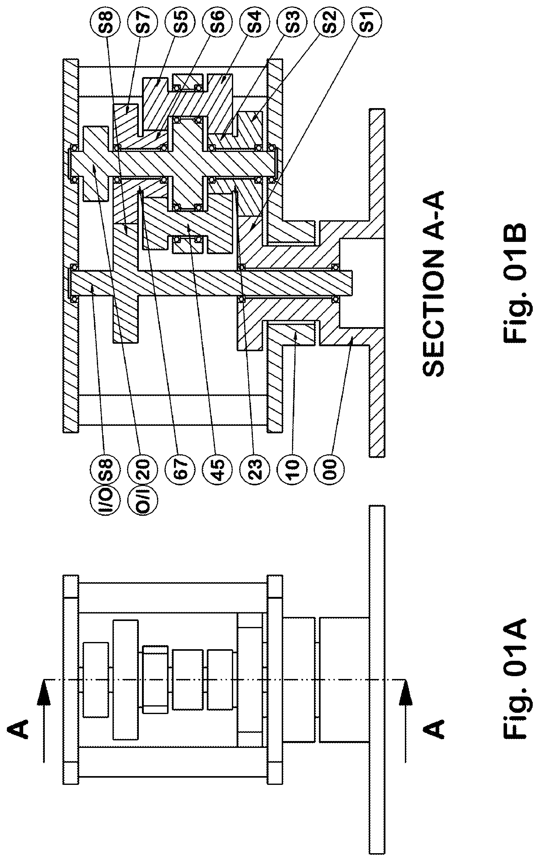 Patent US12092077 Figure 1 – Transmission of endless rotation to a shaft on an endlessly rotating carrier independently of the rotation of the carrier