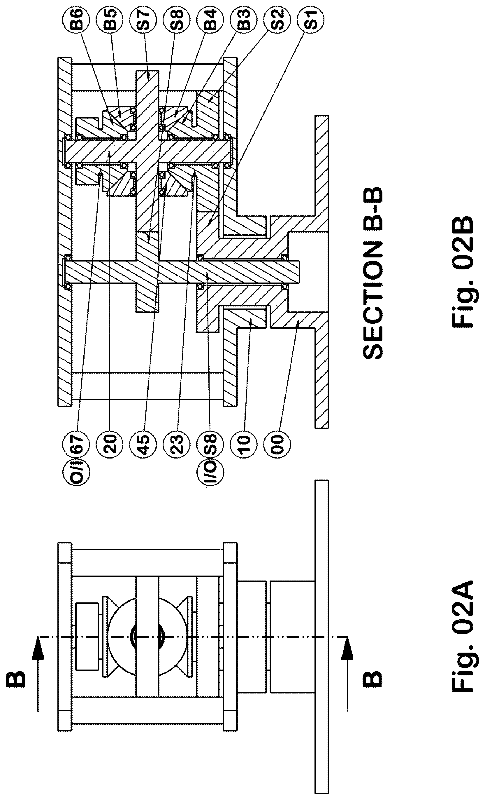 Patent US12092077 Figure 2 – Transmission of endless rotation to a shaft on an endlessly rotating carrier independently of the rotation of the carrier