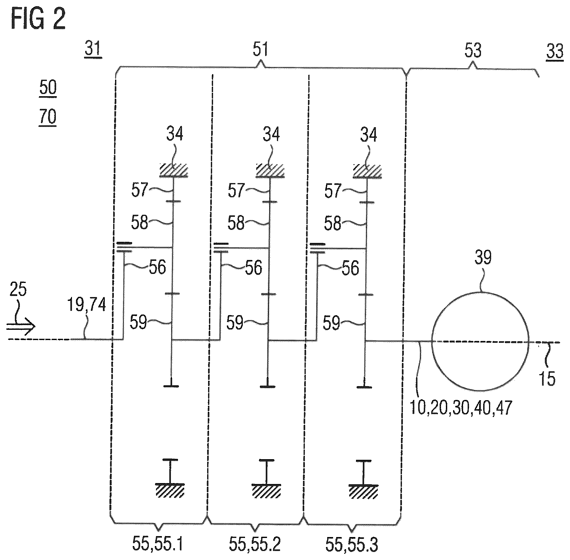 Patent US12092078 Figure 2 – Adjustable rotor shaft assembly,data agglomeration, generator gearbox and wind turbine