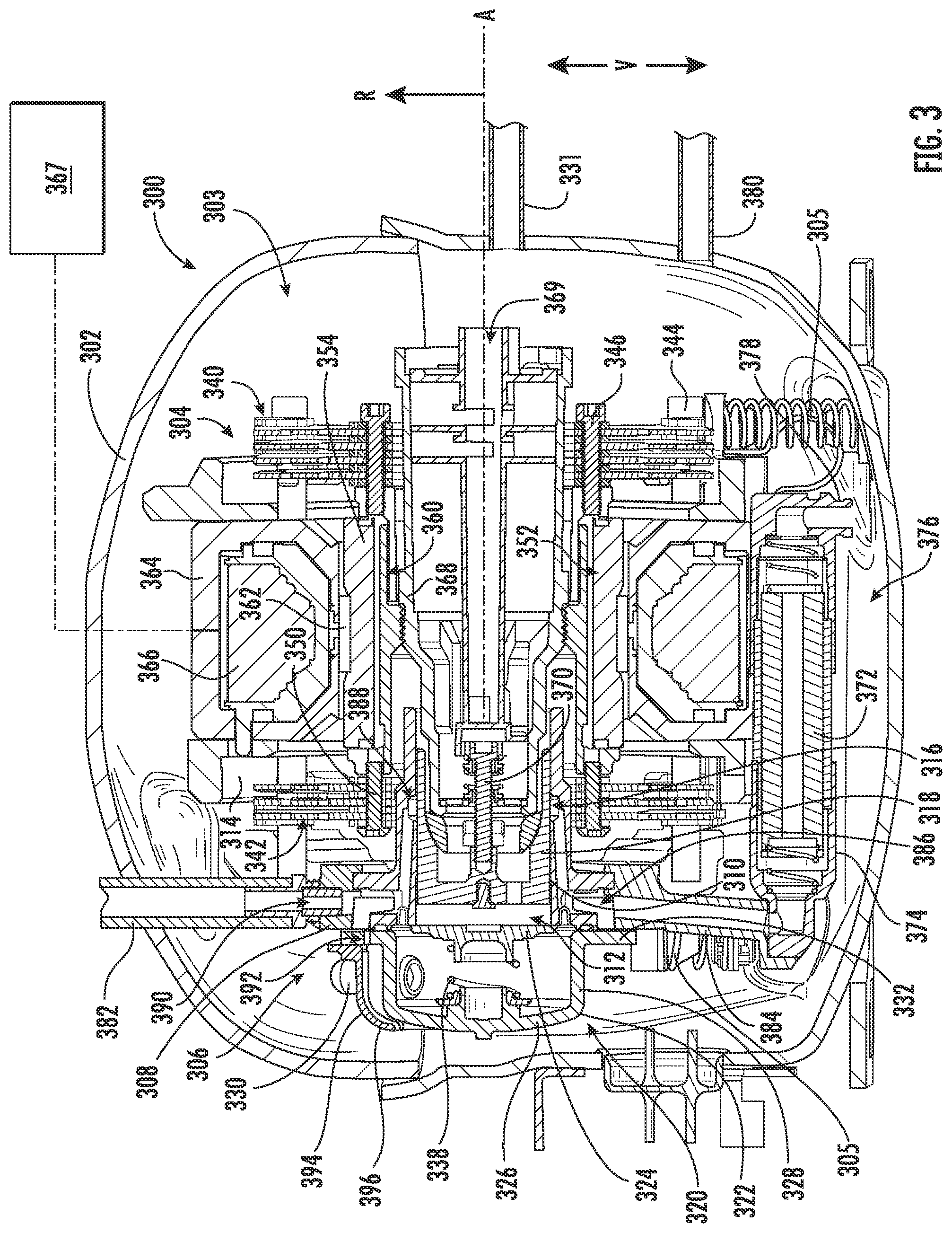 Patent US12092092 Figure 3 – Linear compressor and planar spring assembly