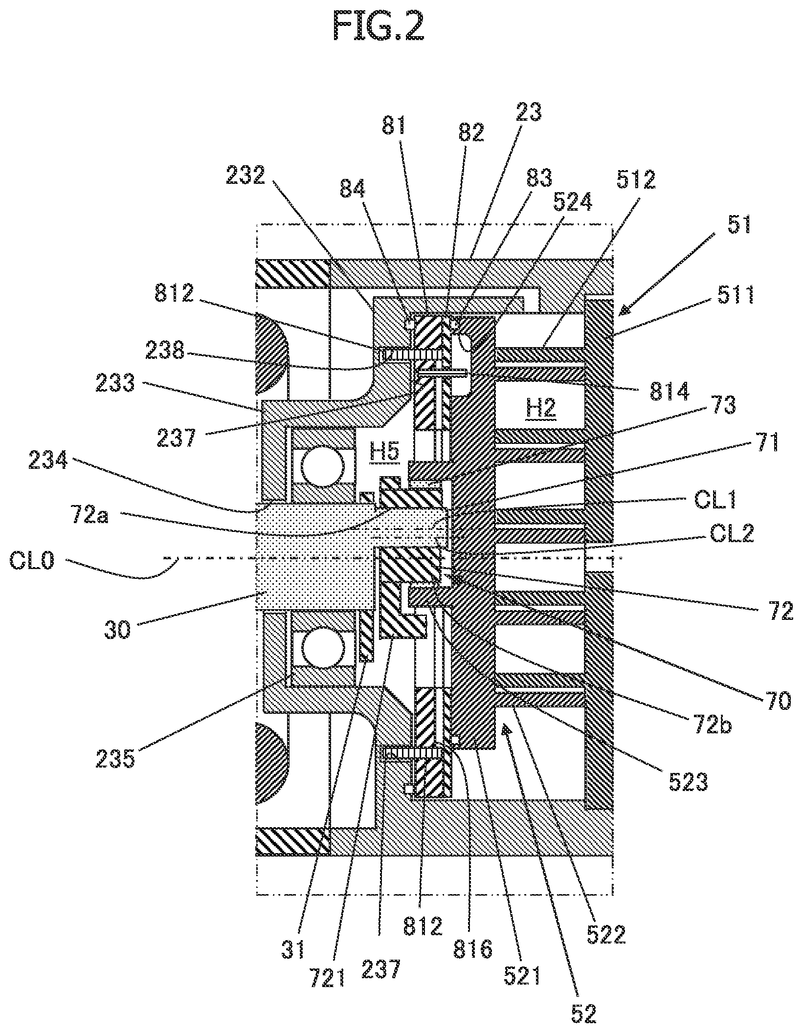 Patent US12092104 Figure 2 – Scroll compressor with a thrust plate and a flexible thrust sheet member