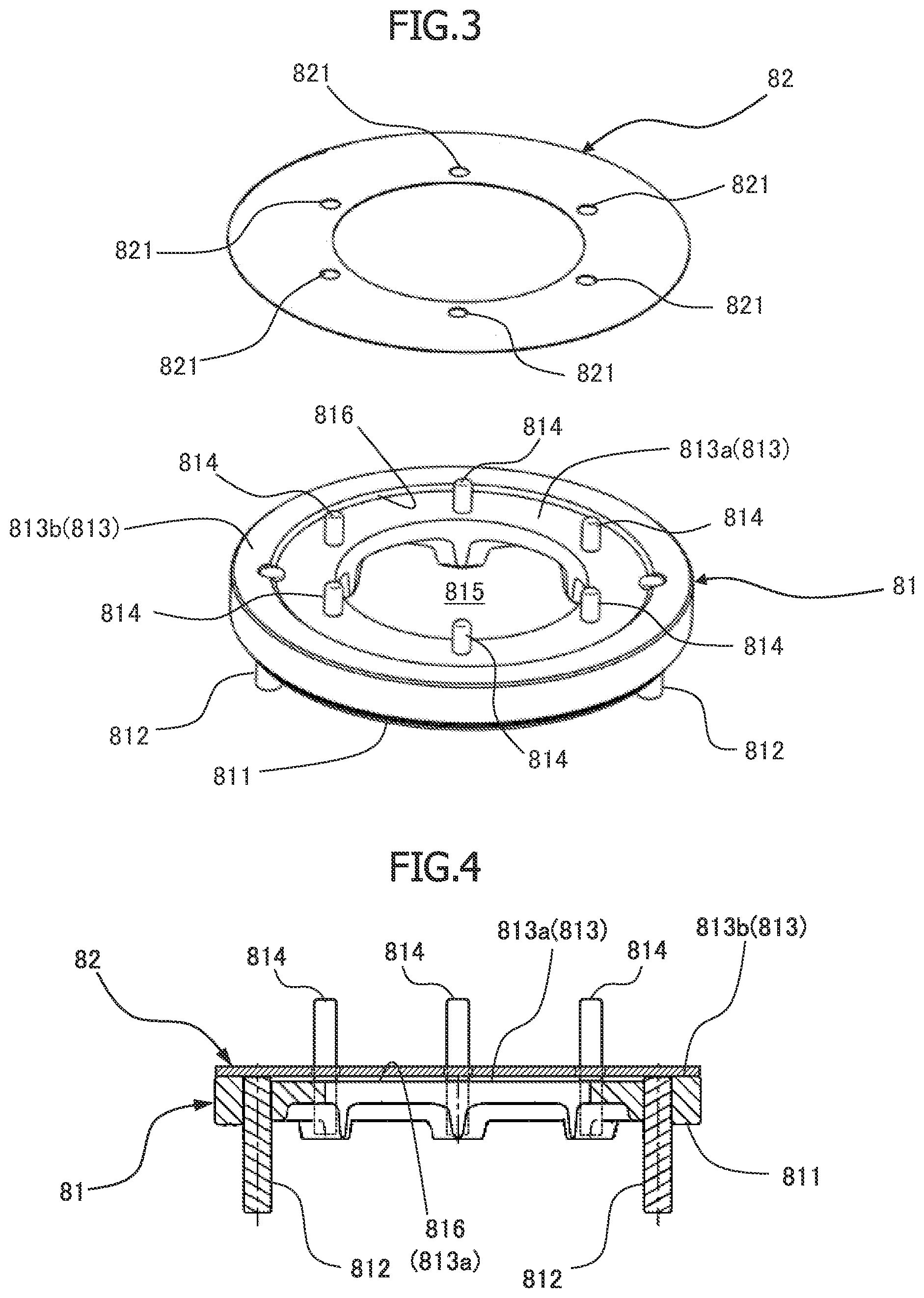 Patent US12092104 Figure 3 – Scroll compressor with a thrust plate and a flexible thrust sheet member