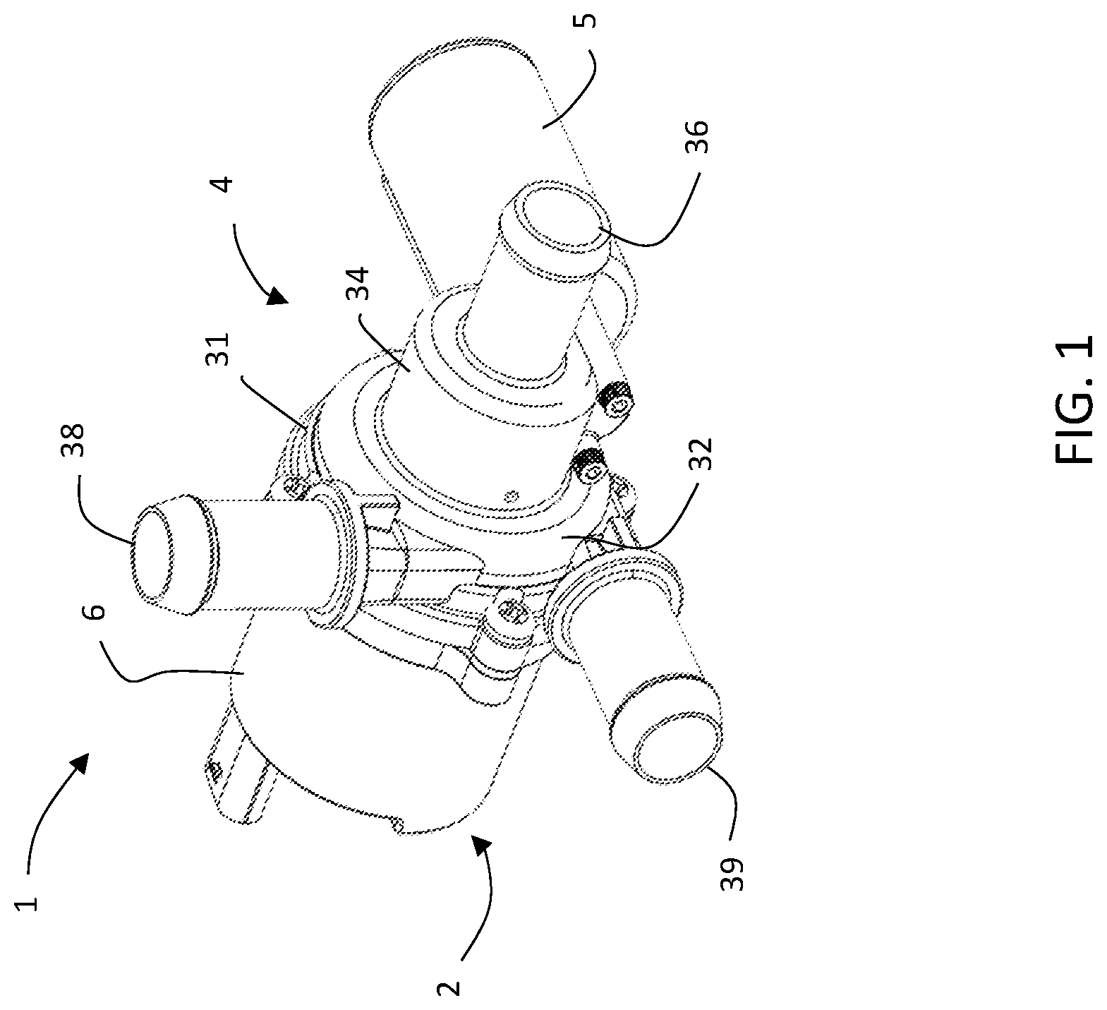 Patent US12092115 Figure 1 – Pump with rotary valve and fluid submersible motor
