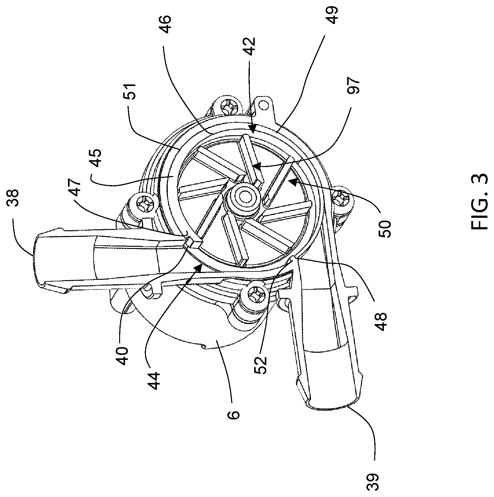 Patent US12092115 Figure 3 – Pump with rotary valve and fluid submersible motor