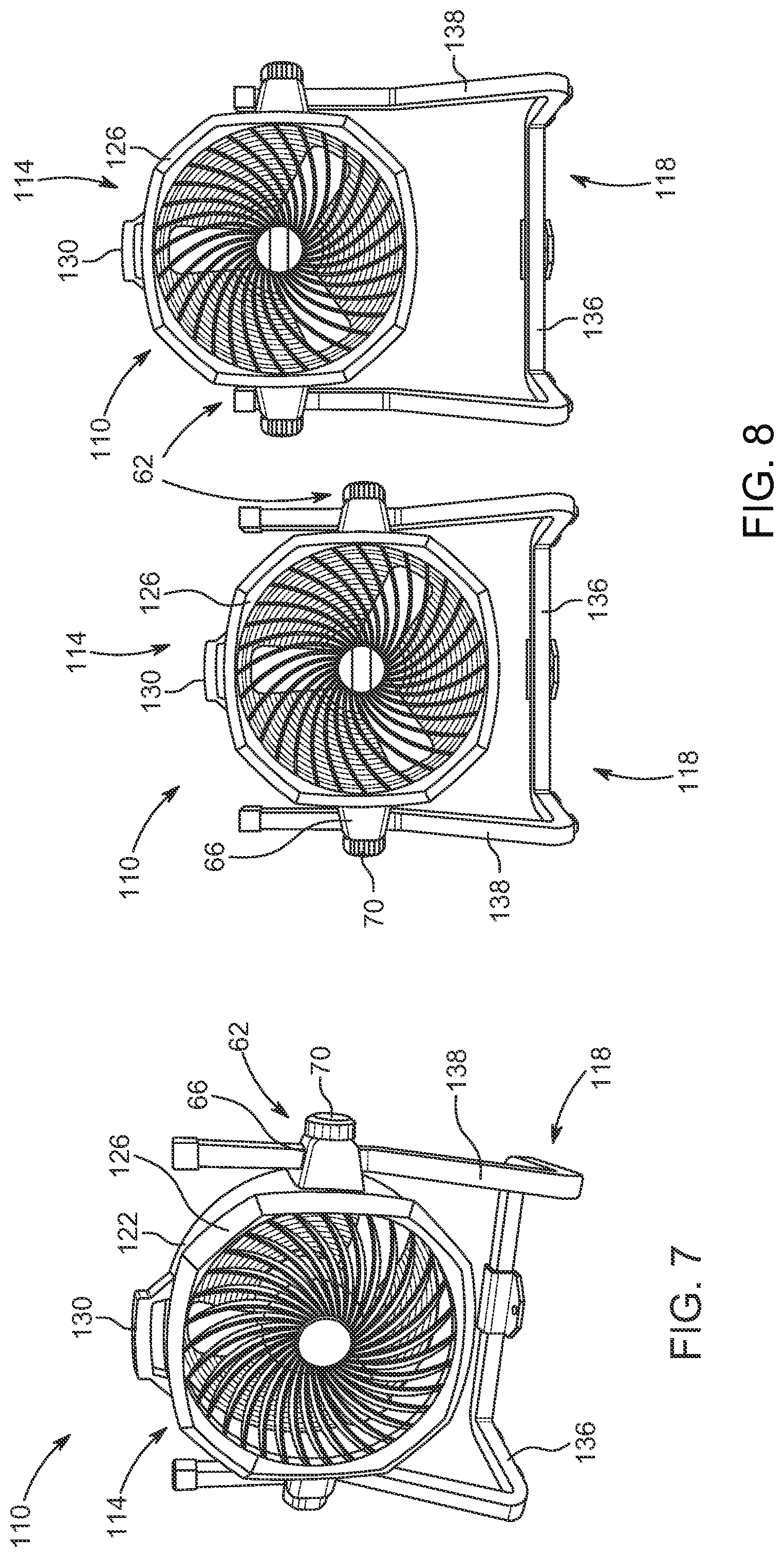 Patent US12092120 Figure 5 – Adjustable fan assembly
