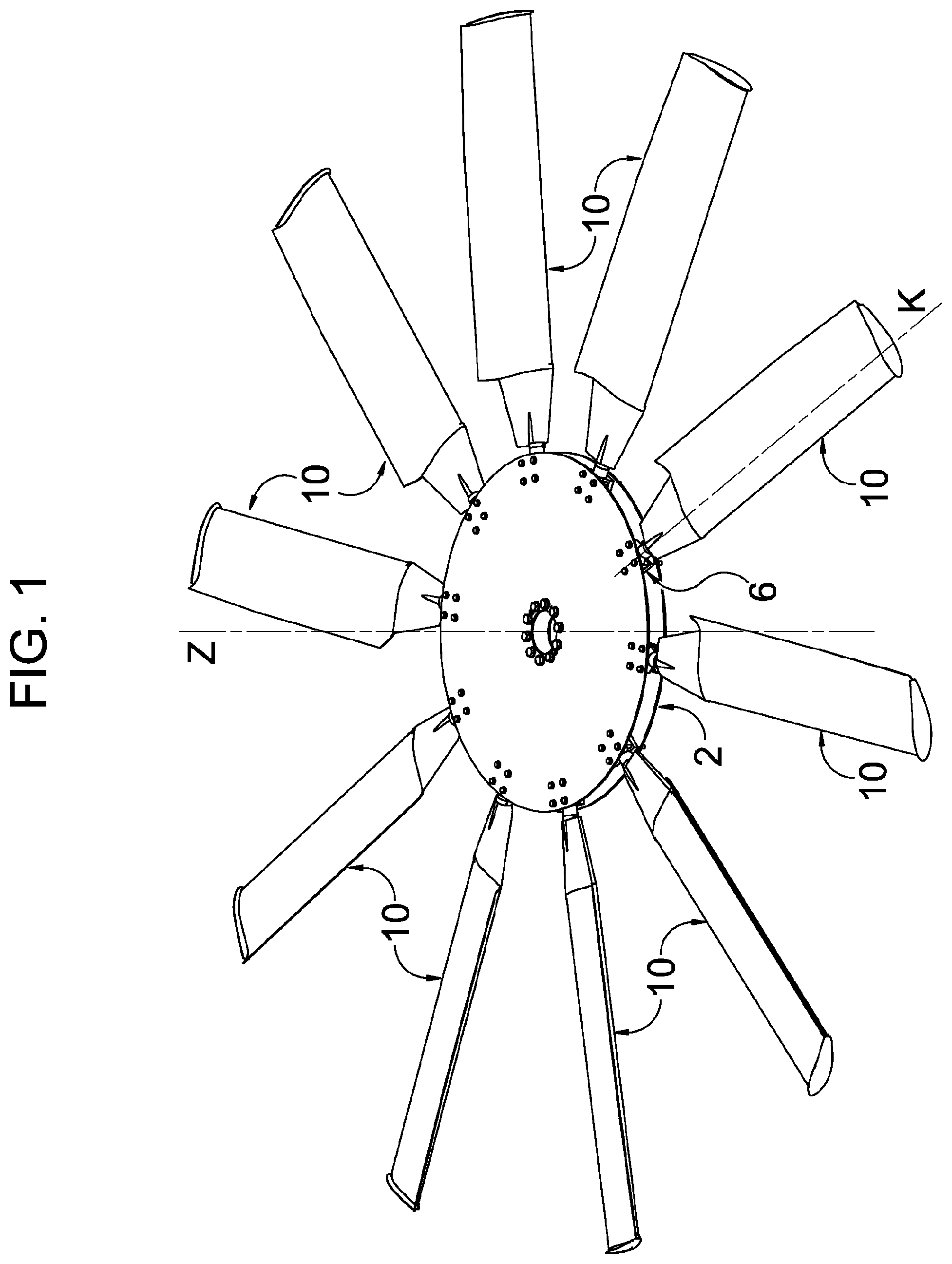 Patent US12092121 Figure 1 – Blade system for fans for industrial use