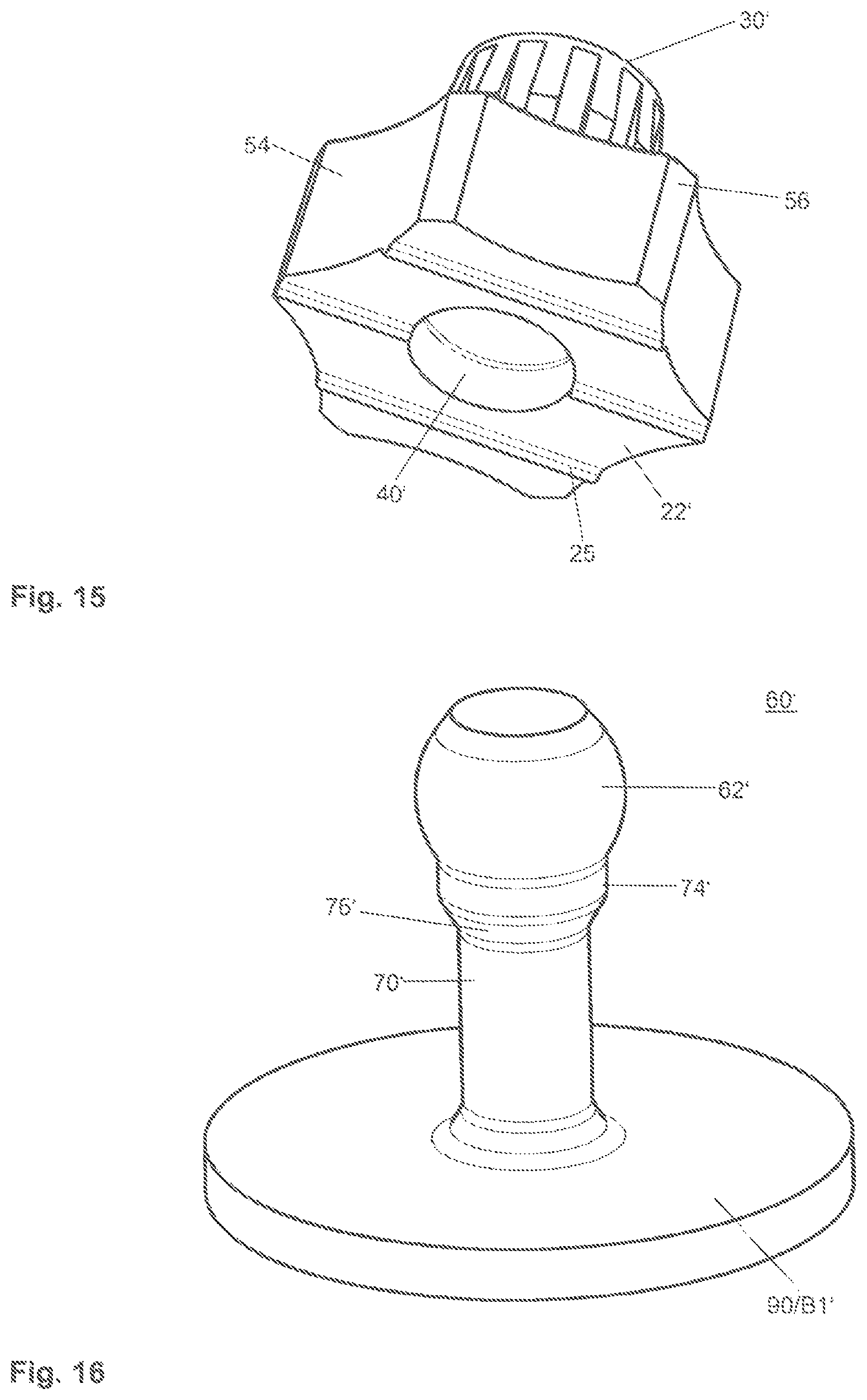Patent US12092149 Figure 8 – Resilient connecting block, connecting pin therefor, and a connection between two components via the resilient connecting block