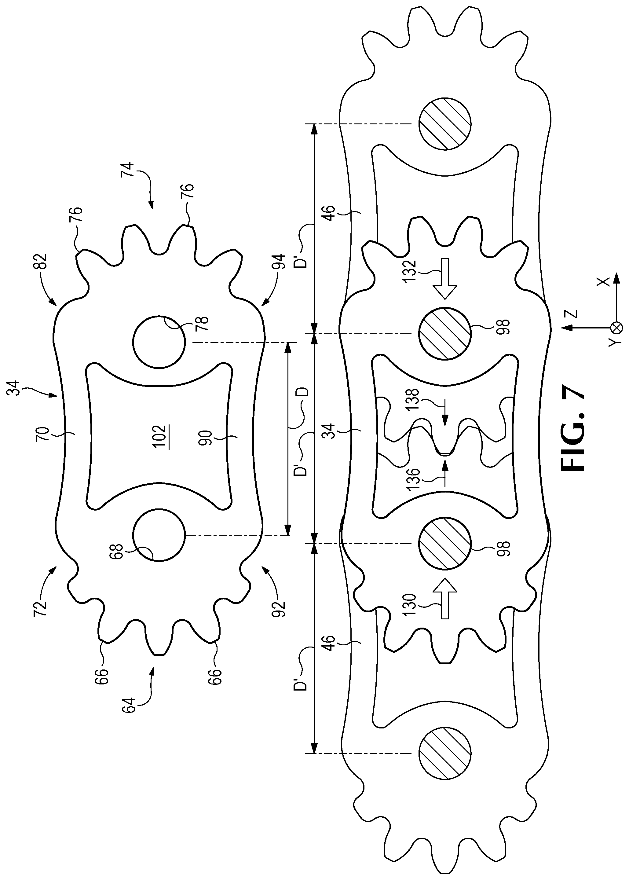 Patent US12092151 Figure 6 – Multi-pivot timing chain with link flexures
