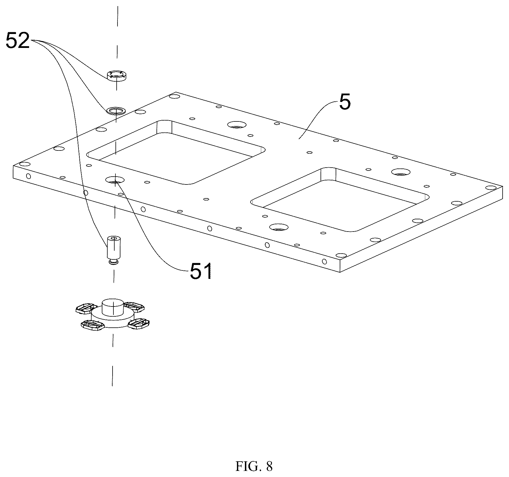 Patent US12092157 Figure 8 – Magnetic preloading air bearing and linear platform having same