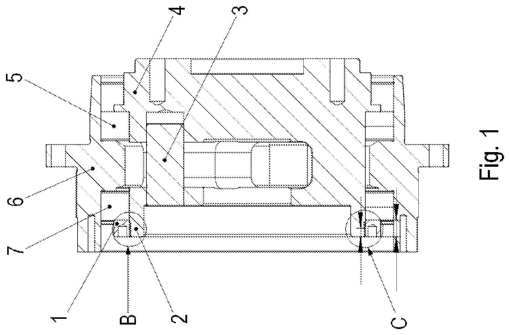Patent US12092161 Figure 1 – Bearing assembly having a shaft, a first bearing, and a nut