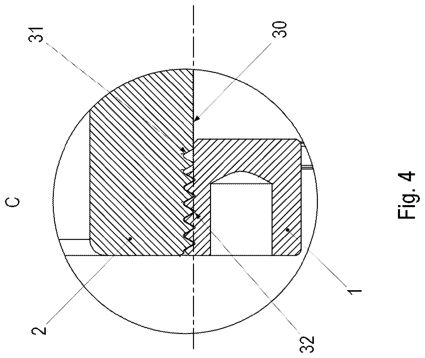 Patent US12092161 Figure 4 – Bearing assembly having a shaft, a first bearing, and a nut