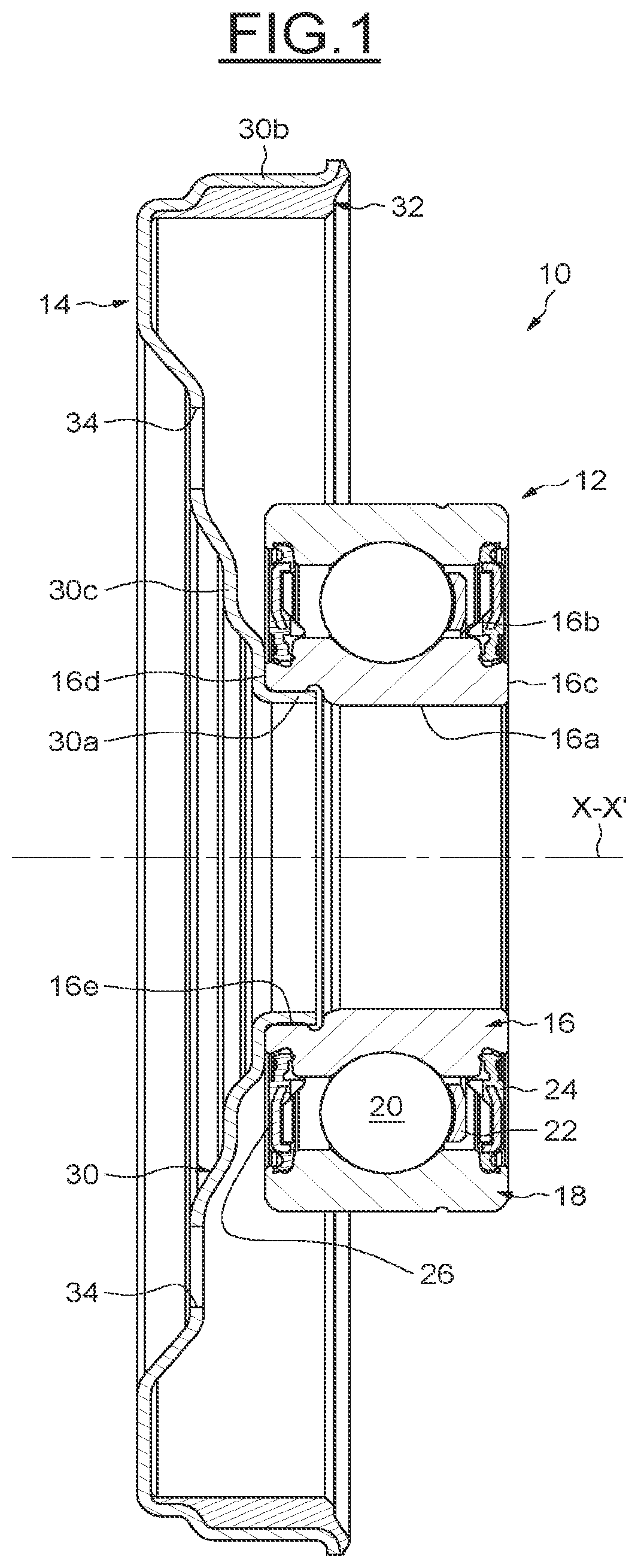Patent US12092163 Figure 1 – Method for mounting a sensor bearing unit, and sensor bearing unit adapted to such a method