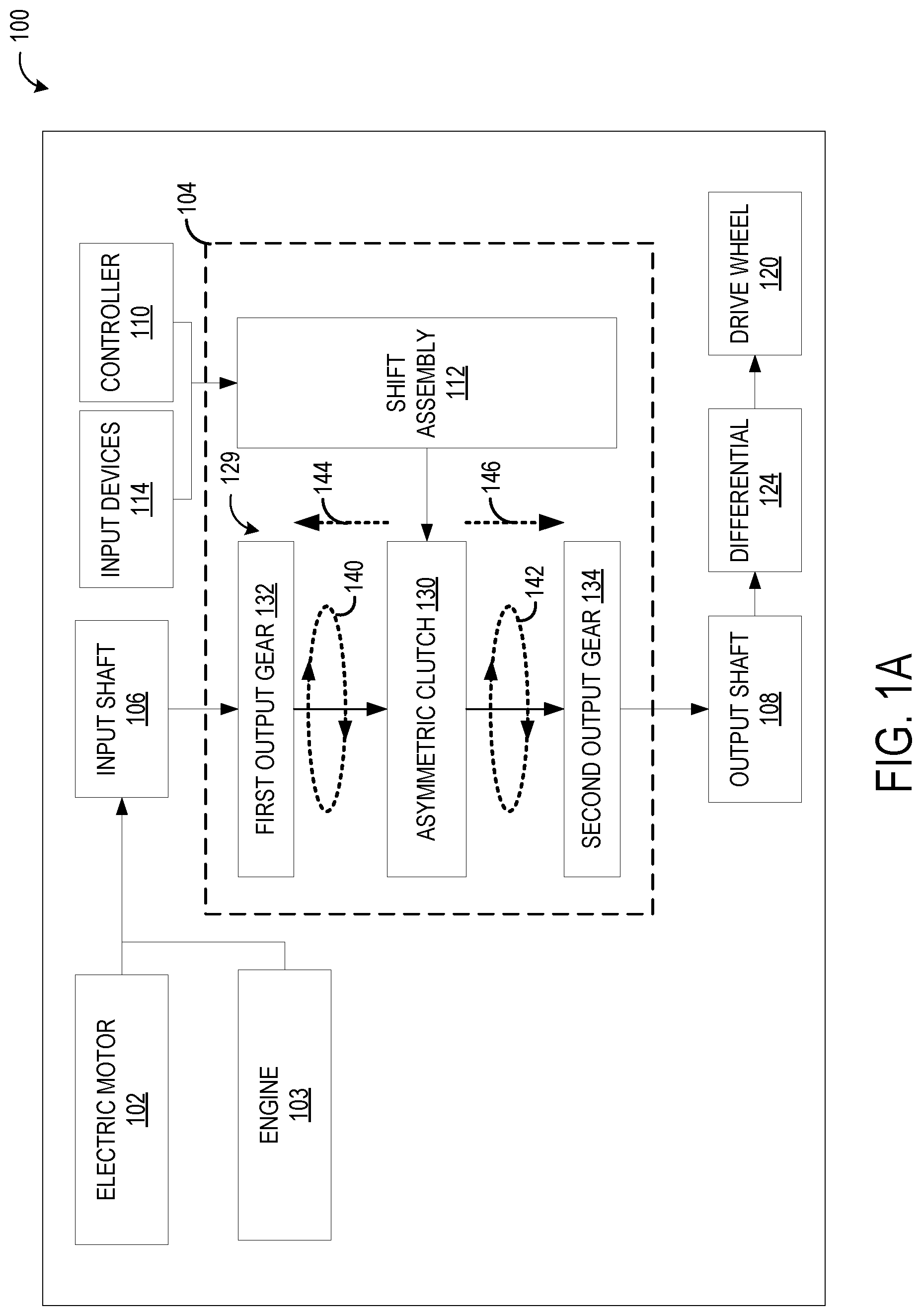 Patent US12092164 Figure 1 – Methods and systems for an asymmetric clutch collar