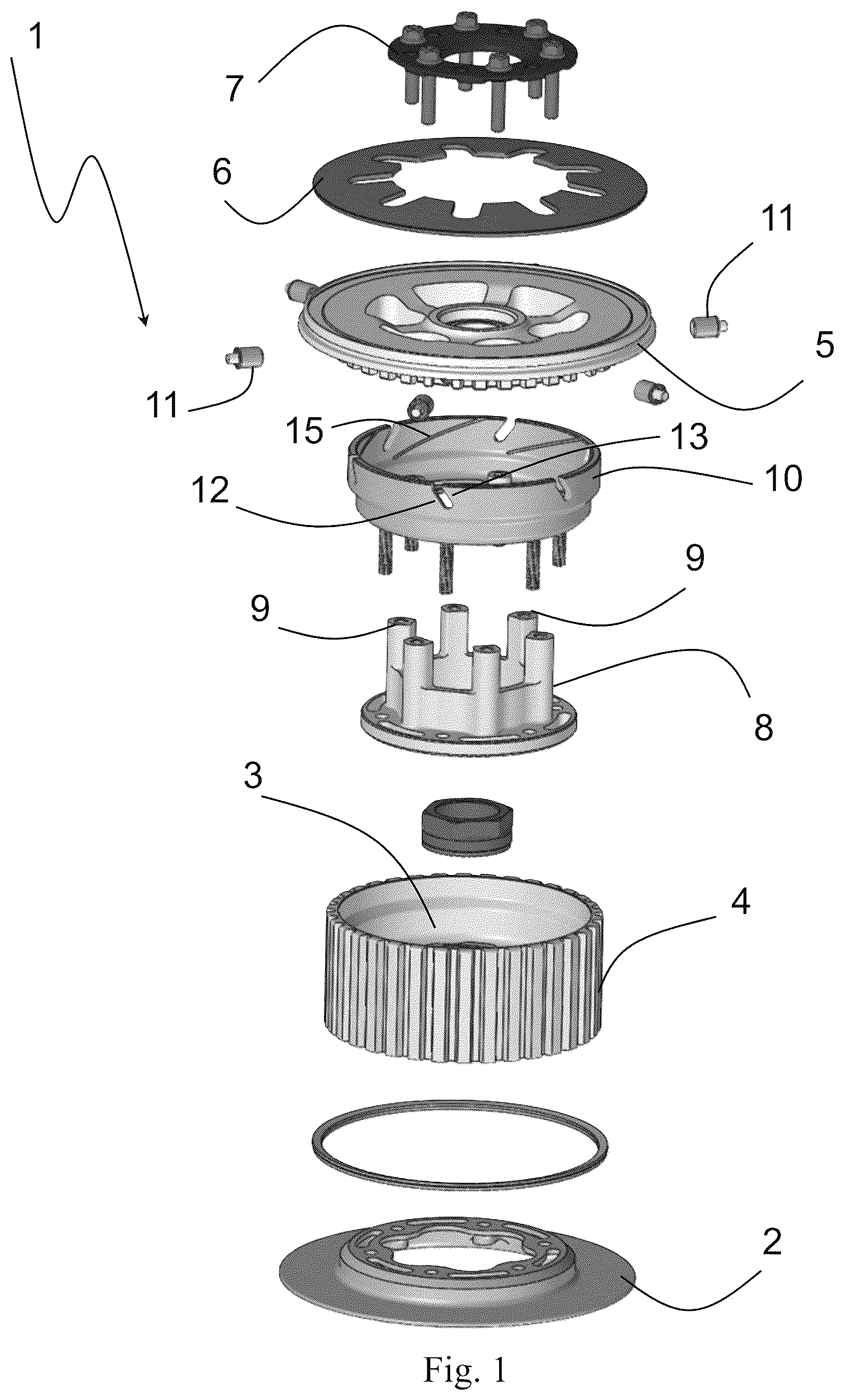 Patent US12092165 Figure 1 – HUB for a servo clutch with slipper function of a handlebar vehicle