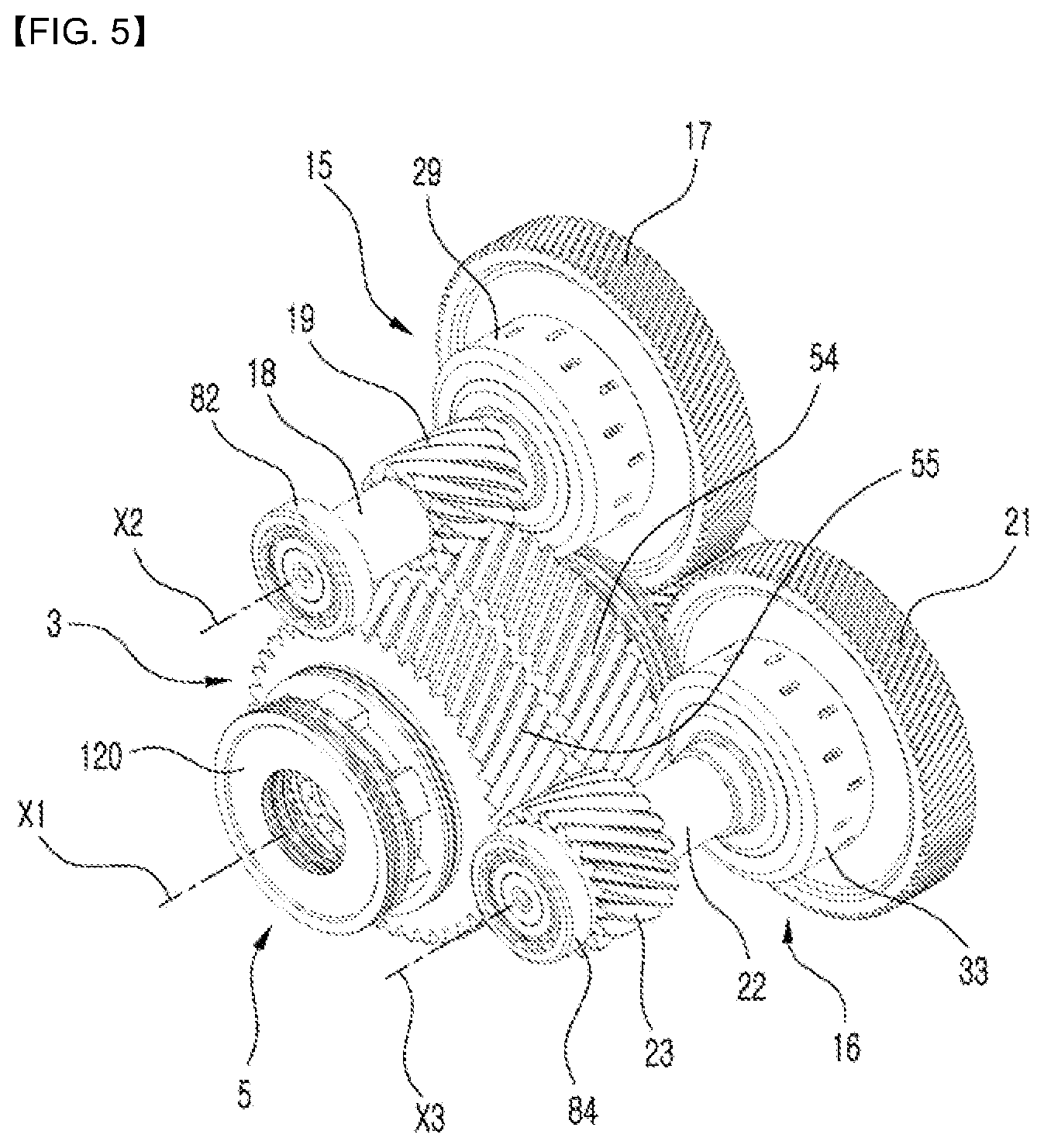 Patent US12092167 Figure 5 – Speed shifting structure of electric driving apparatus for vehicle and electric driving apparatus including same