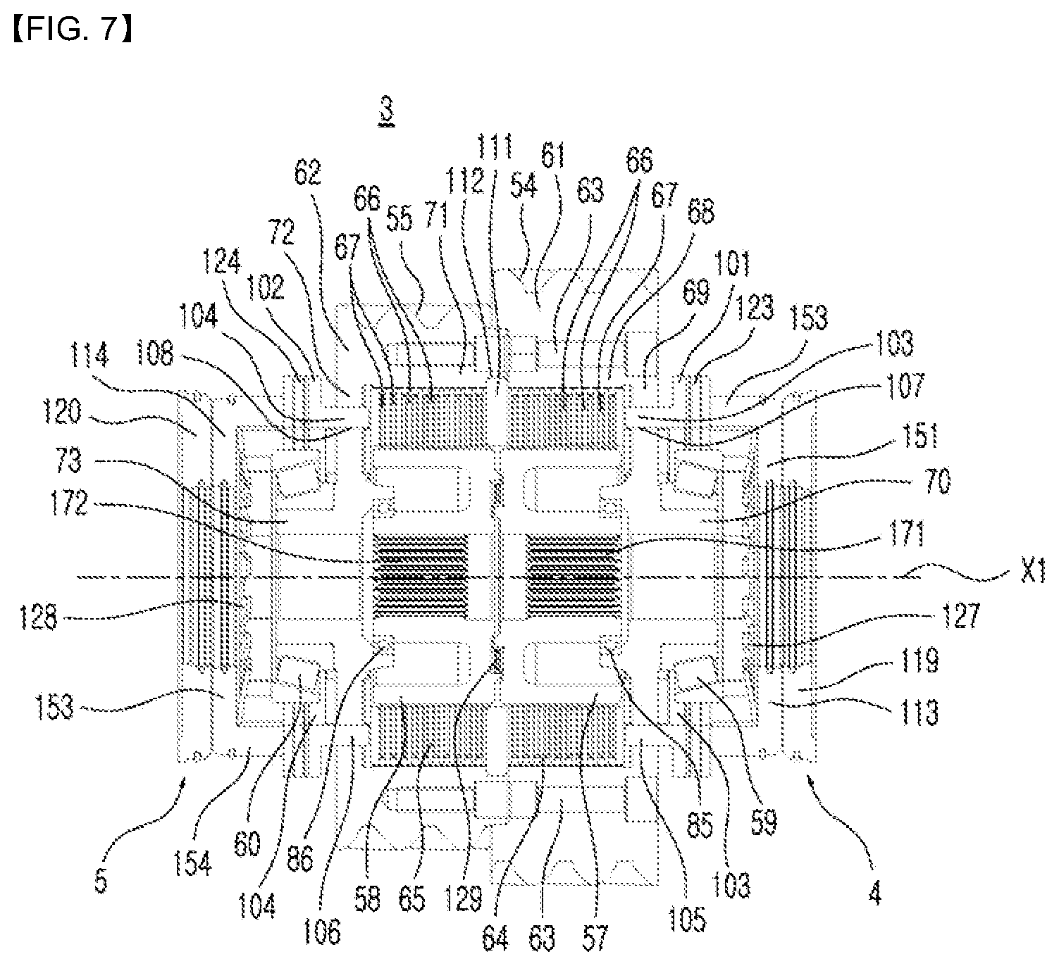 Patent US12092167 Figure 7 – Speed shifting structure of electric driving apparatus for vehicle and electric driving apparatus including same