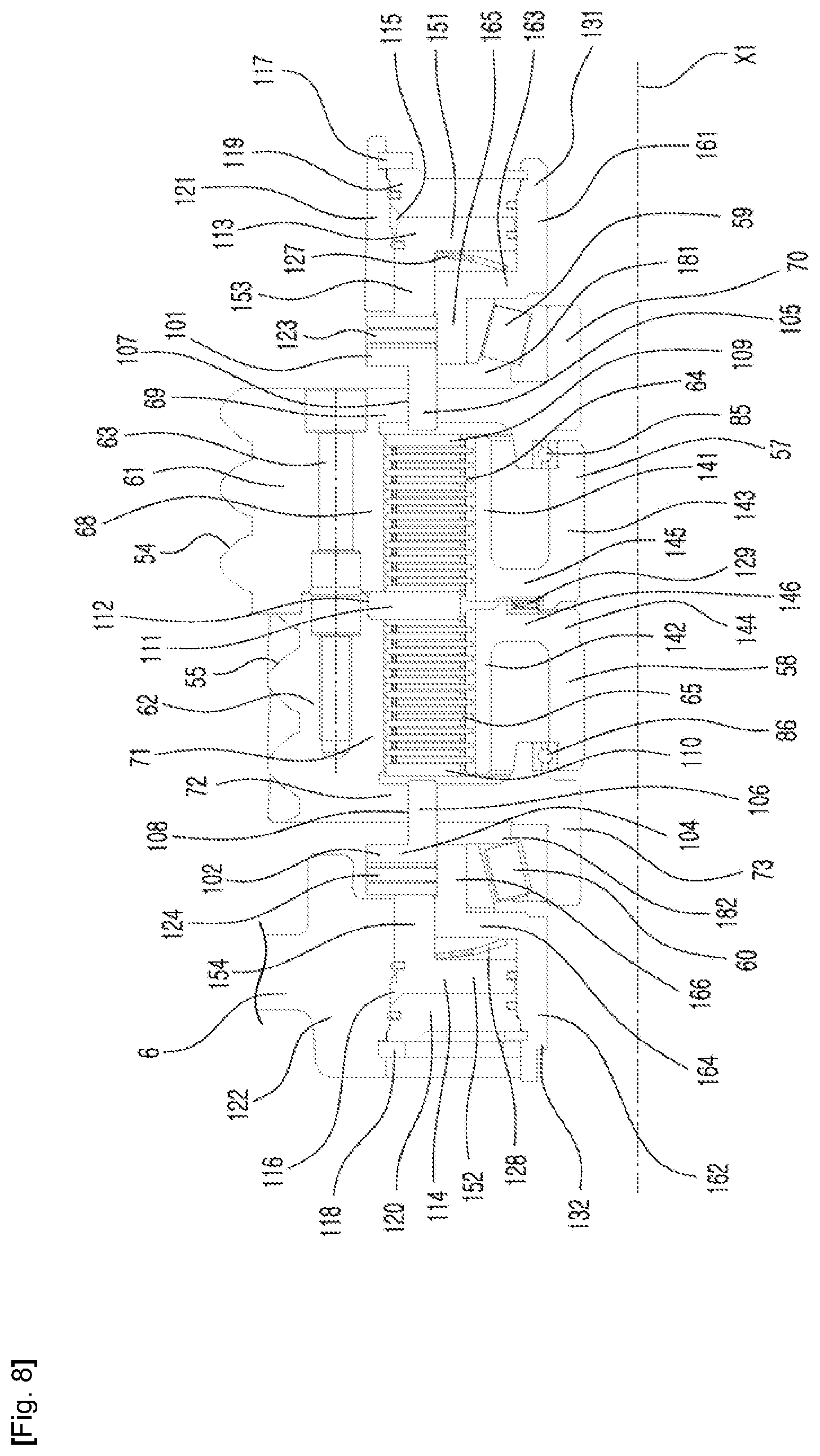 Patent US12092167 Figure 8 – Speed shifting structure of electric driving apparatus for vehicle and electric driving apparatus including same