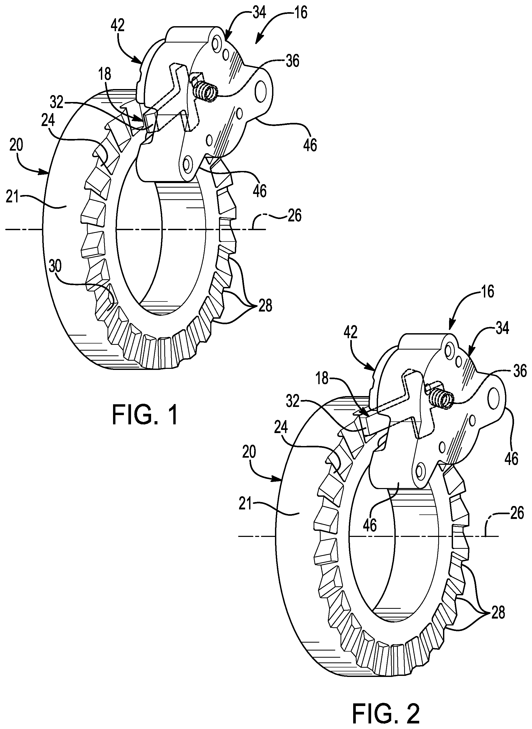Patent US12092173 Figure 1 – Clutch strut, torque locking mechanism, and clutch assembly