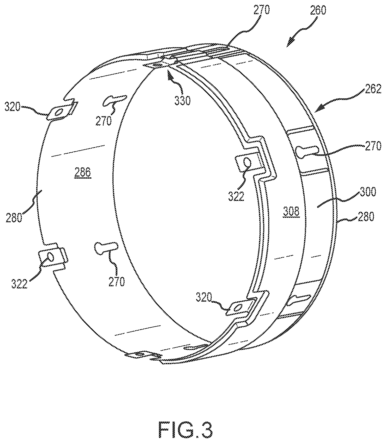 Patent US12092175 Figure 4 – Heat shield assembly with stiffening plate