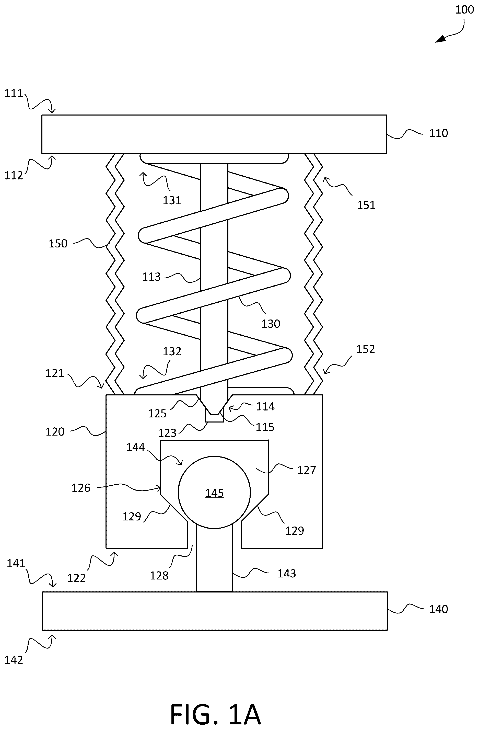 Patent US12092183 Figure 1 – Spring mechanism for self-lock and centering during loading