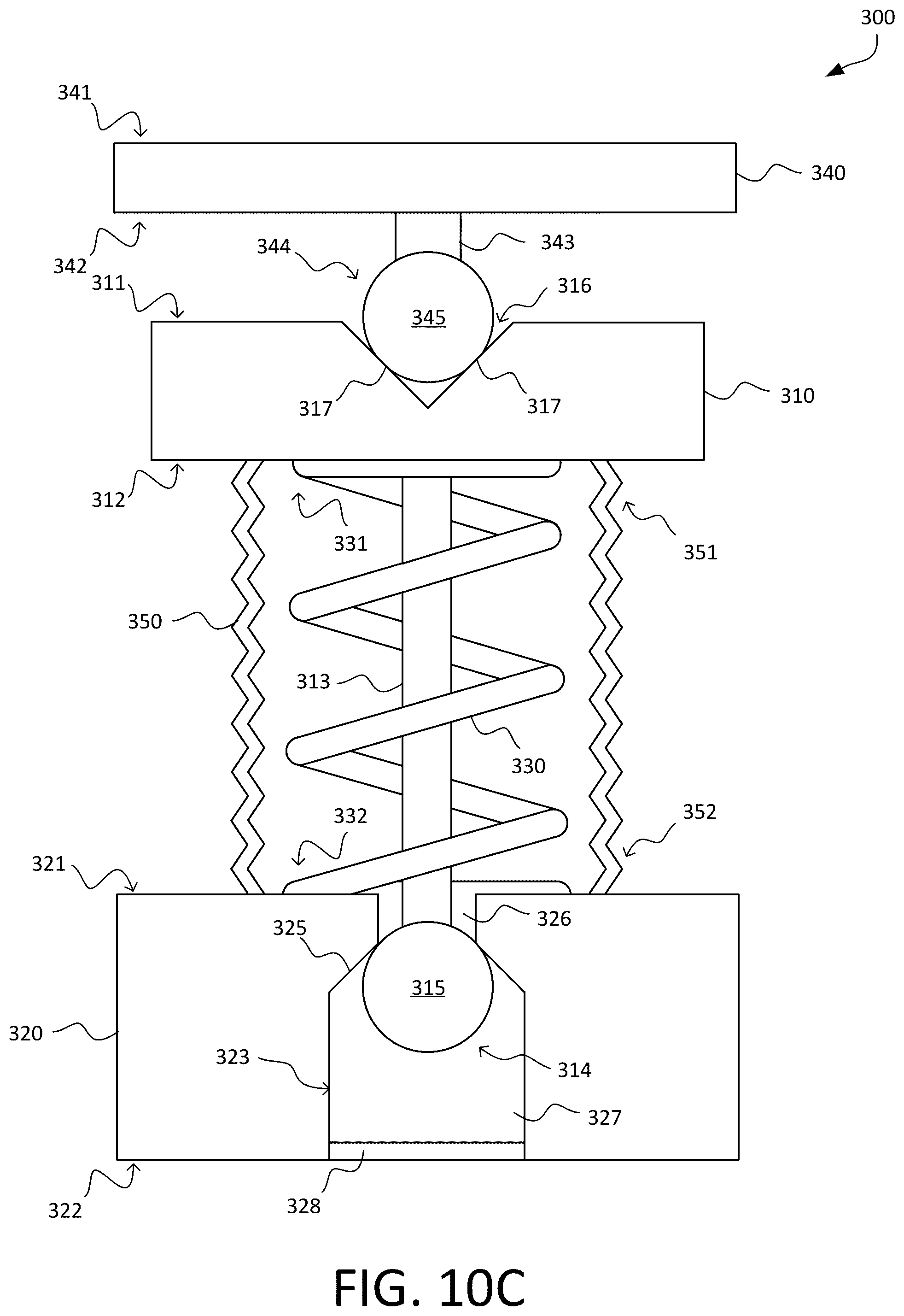 Patent US12092183 Figure 10 – Spring mechanism for self-lock and centering during loading
