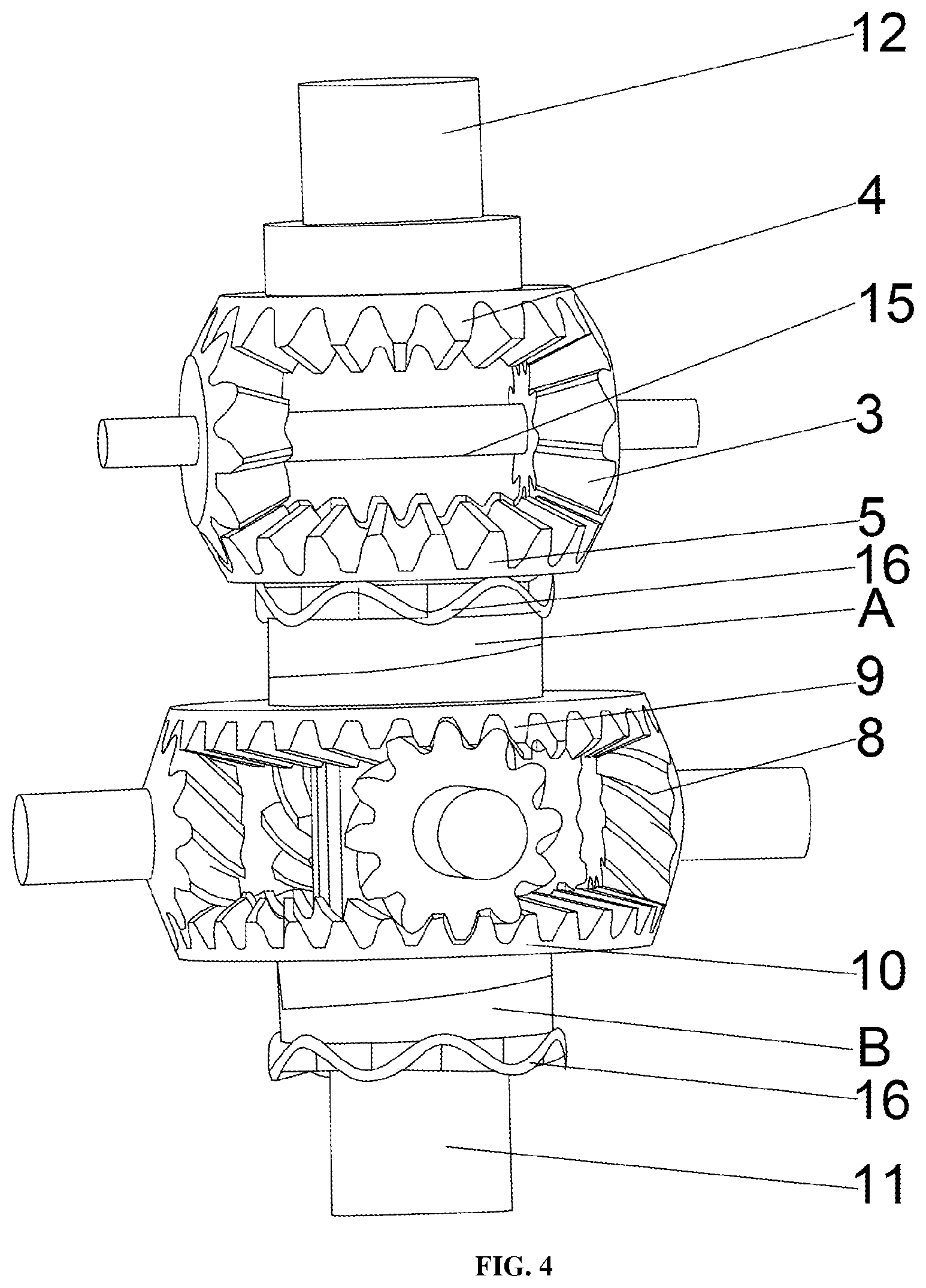 Patent US12092193 Figure 4 – Planetary bevel gear automatic limited slip differential