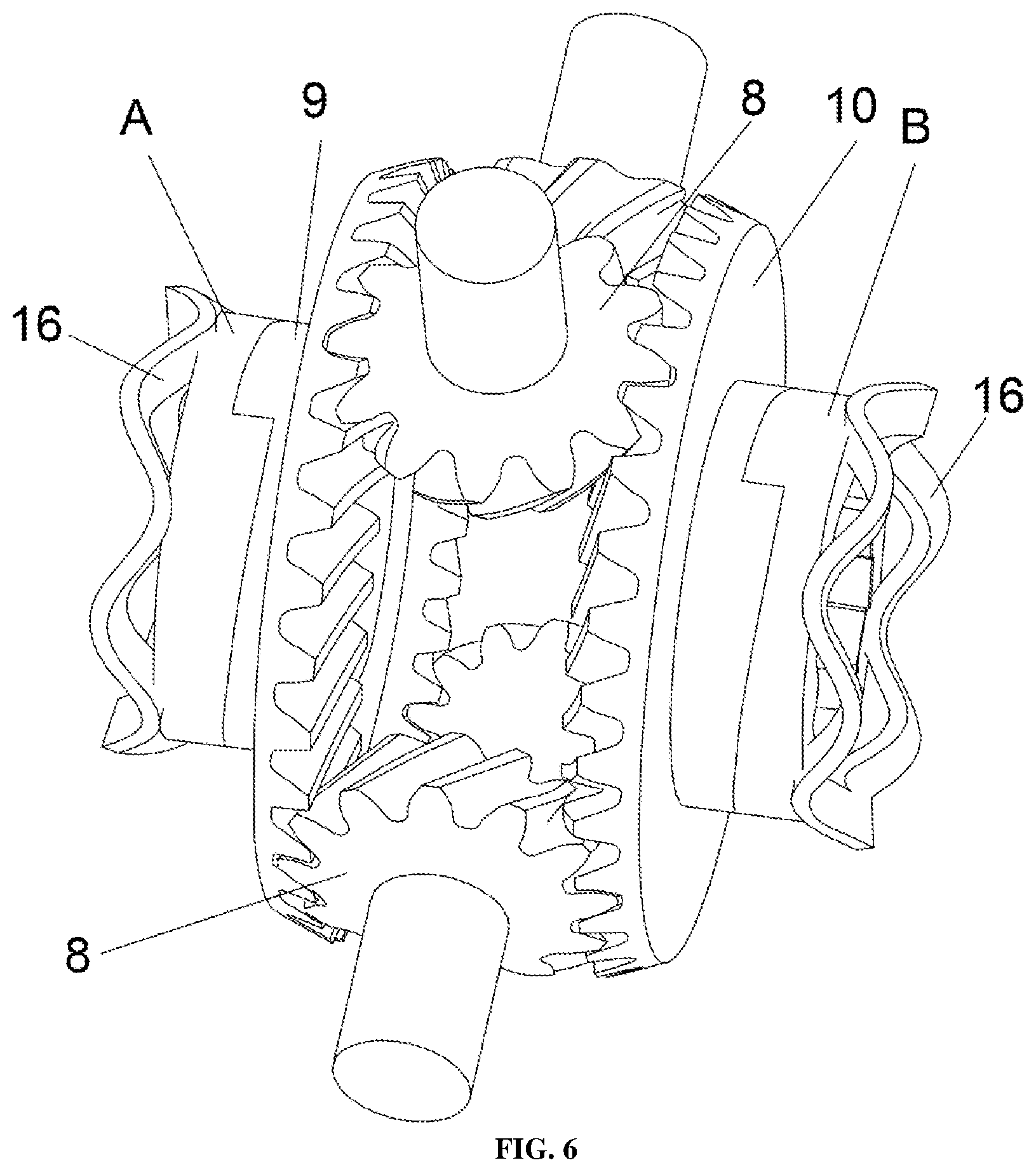 Patent US12092193 Figure 6 – Planetary bevel gear automatic limited slip differential