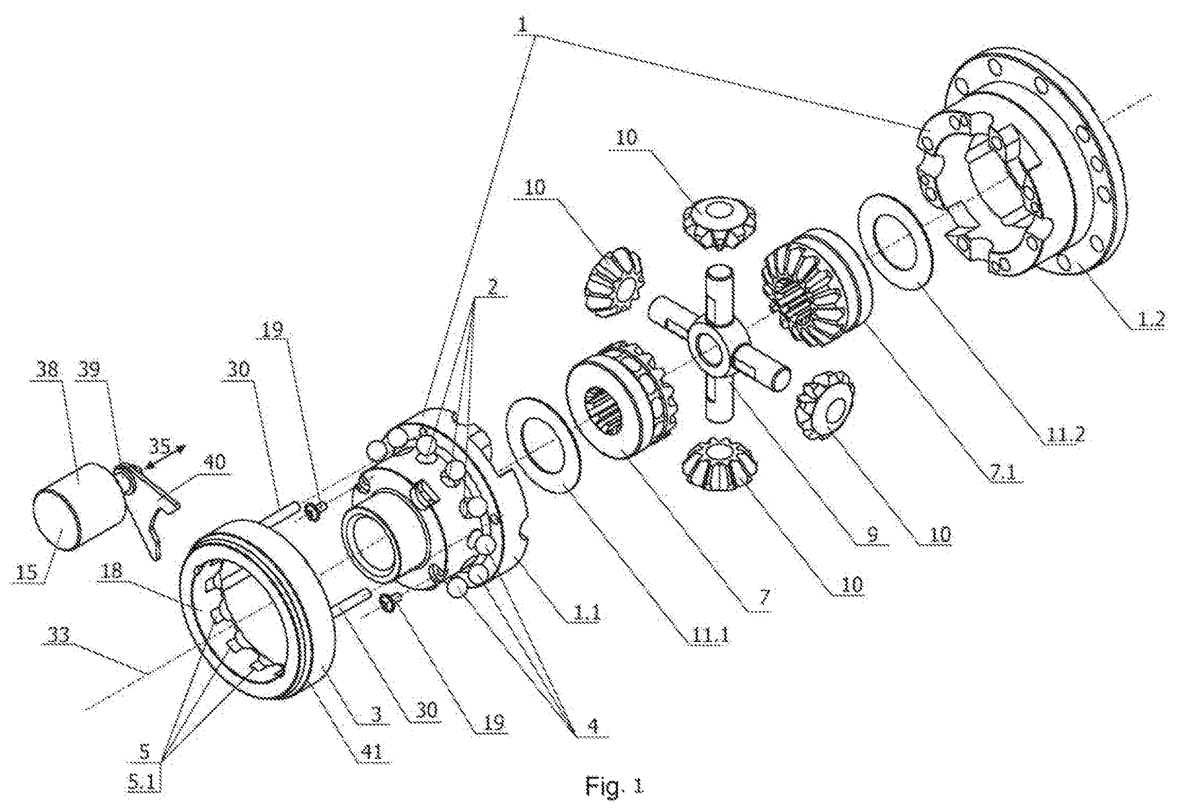 Patent US12092195 — Vehicle differential locking device — Figure 1
