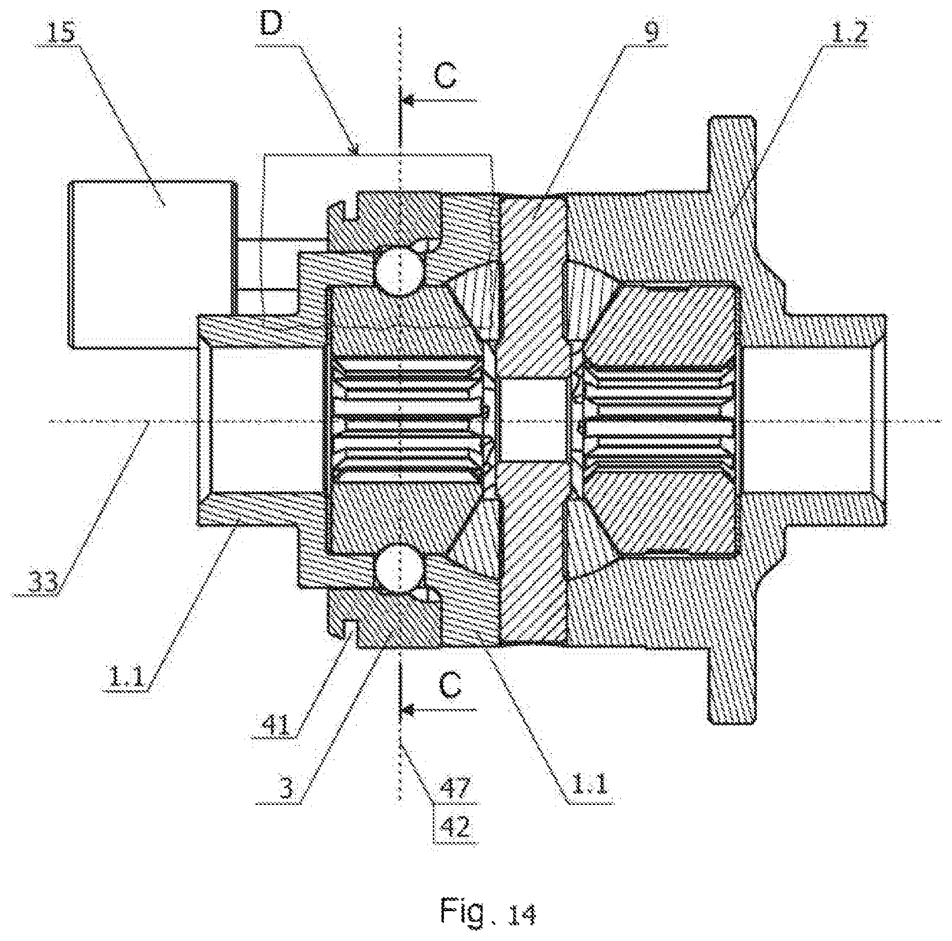 Patent US12092195 Figure 13 – Vehicle differential locking device