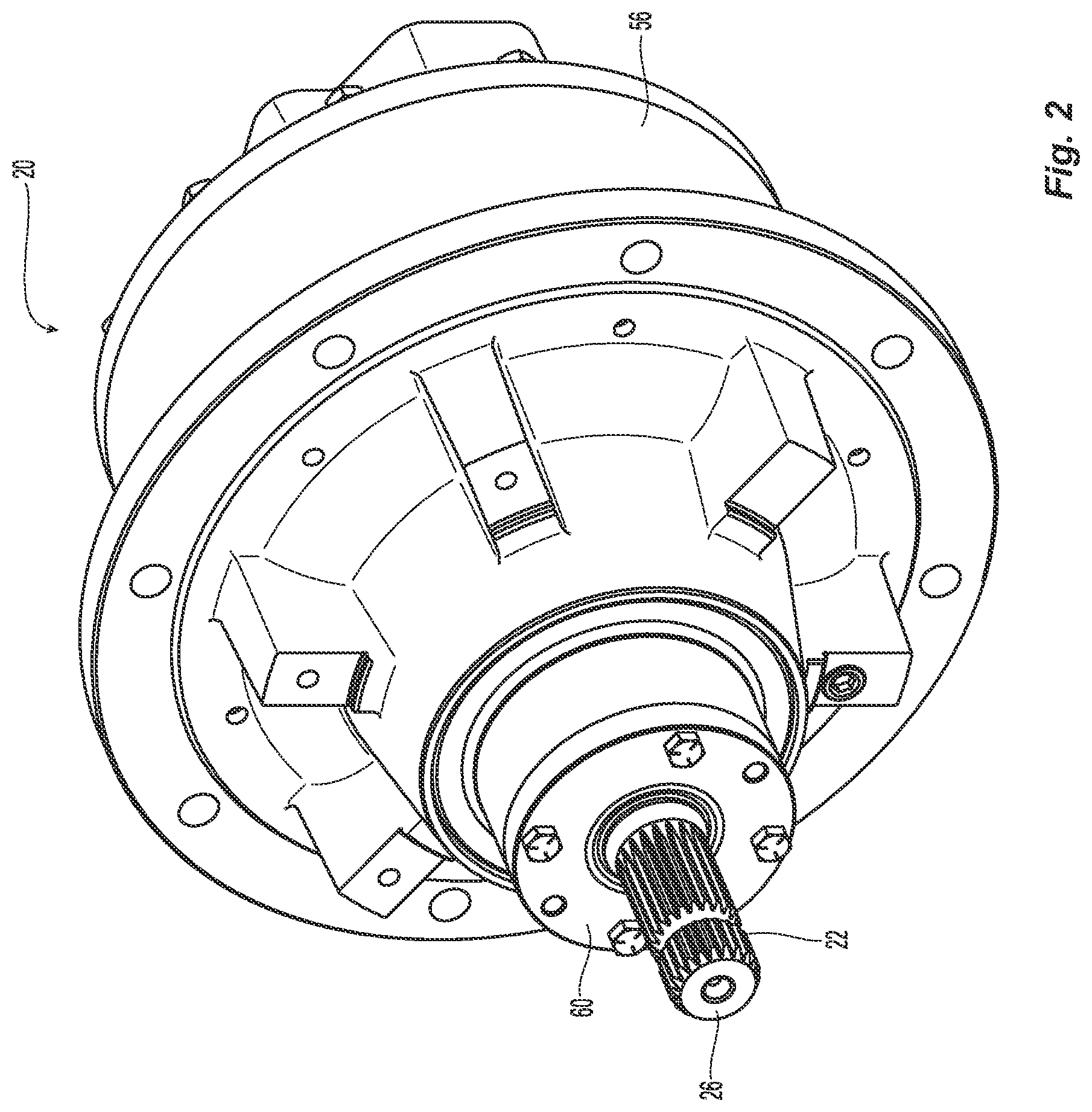 Patent US12092203 Figure 2 – Planetary gear assembly with reversible PTO shaft