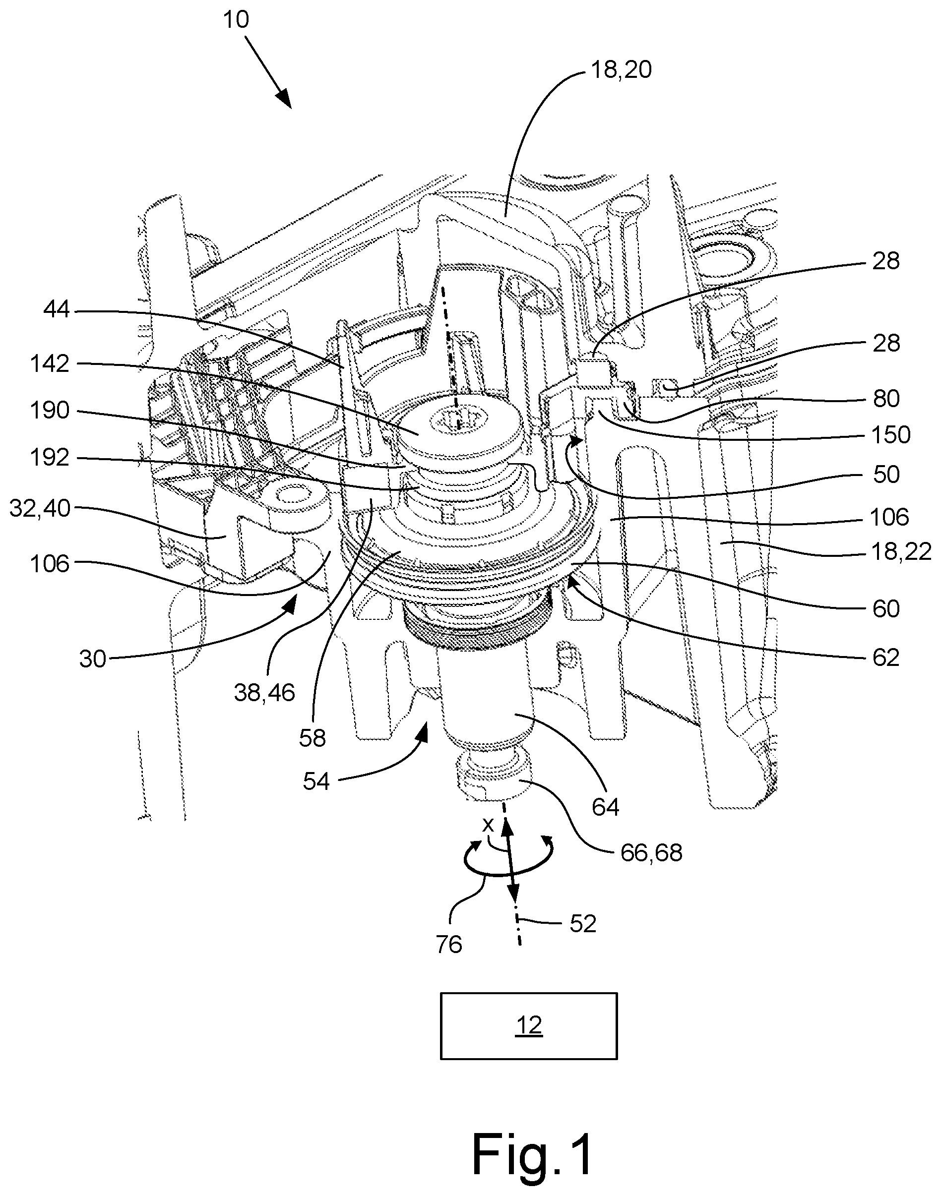 Patent US12092208 Figure 1 – Actuating device for an automated manual transmission