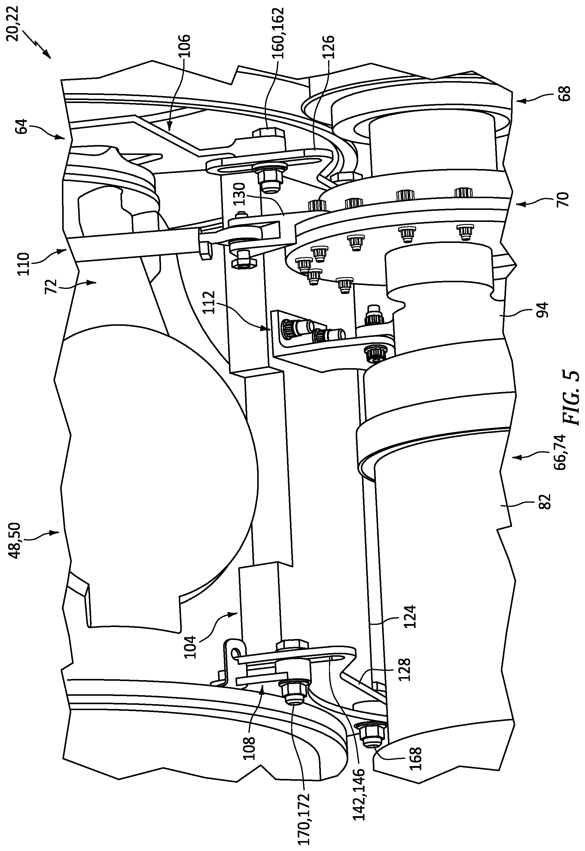 Patent US12092214 Figure 5 – Adjustable mounting assembly for tension member driven device