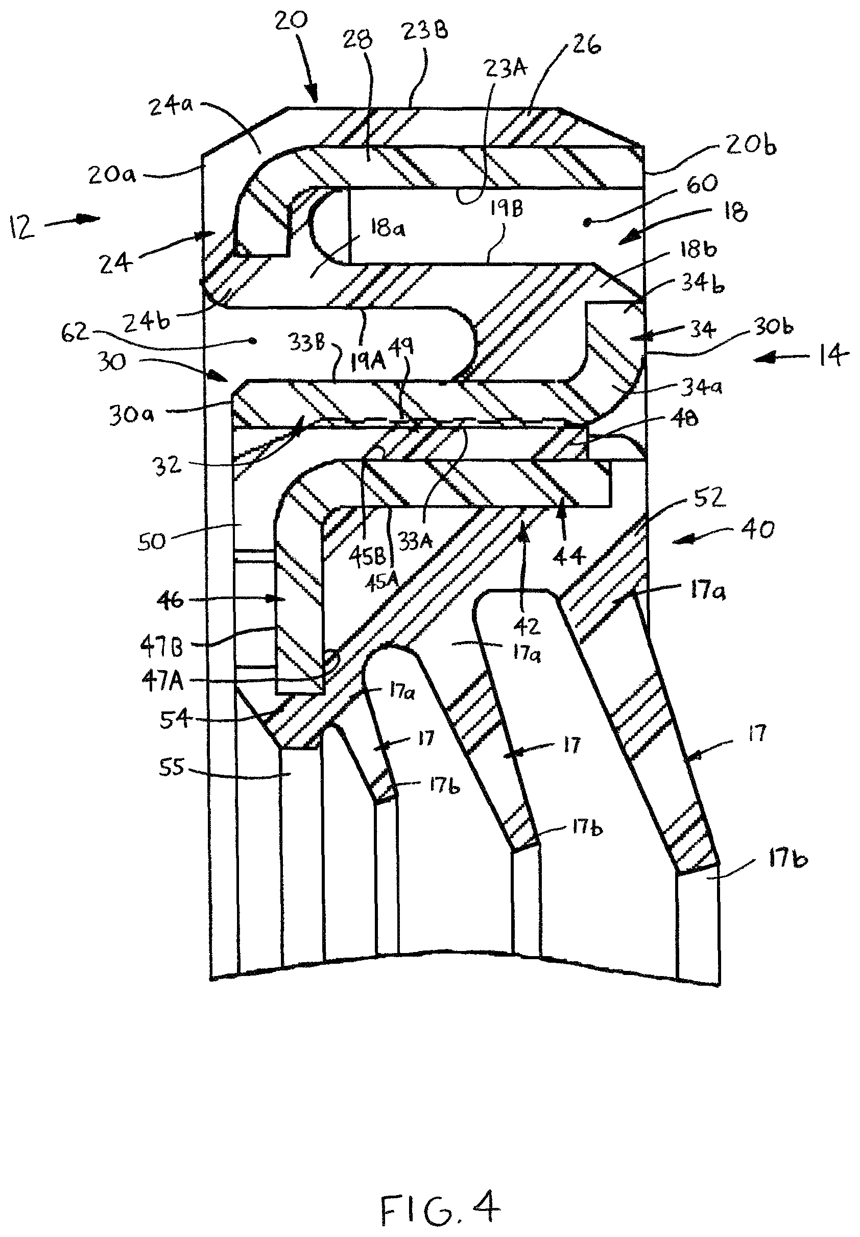 Patent US12092218 Figure 4 – Seal assembly with deflectable coupler for centering a sealing member