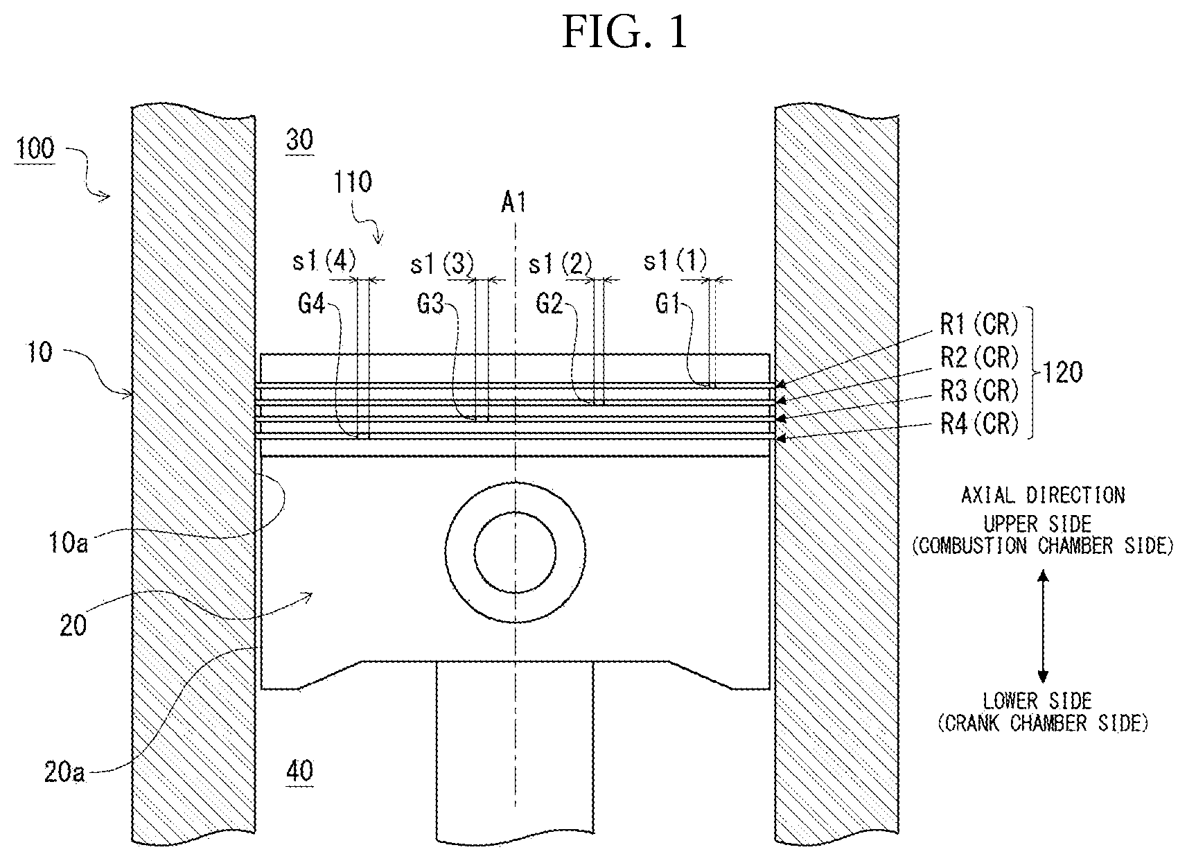 Patent US12092222 Figure 1 – Piston ring combination, and internal combustion engine