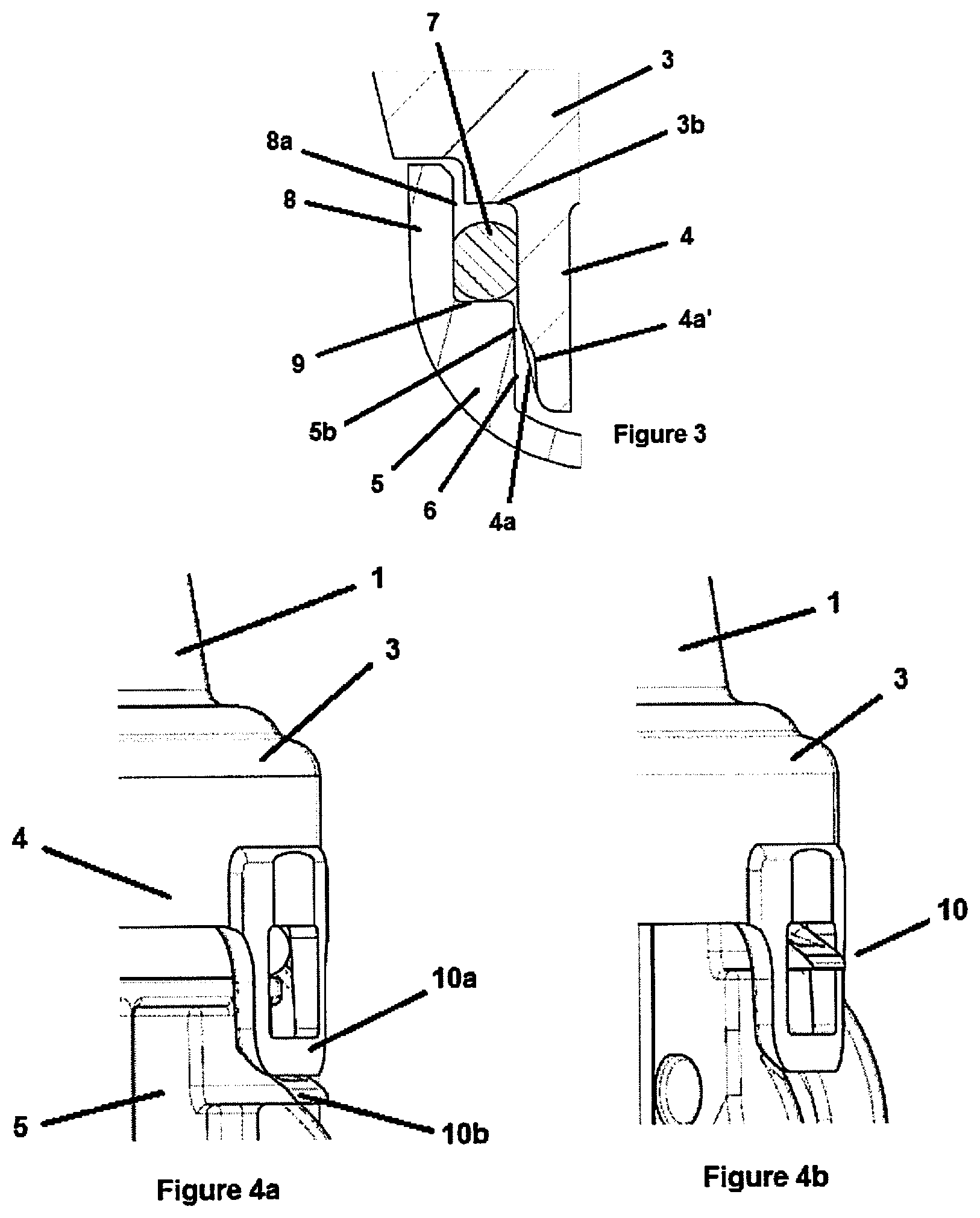 Patent US12092243 Figure 2 – Device for assembly and attachment of a pair of openings