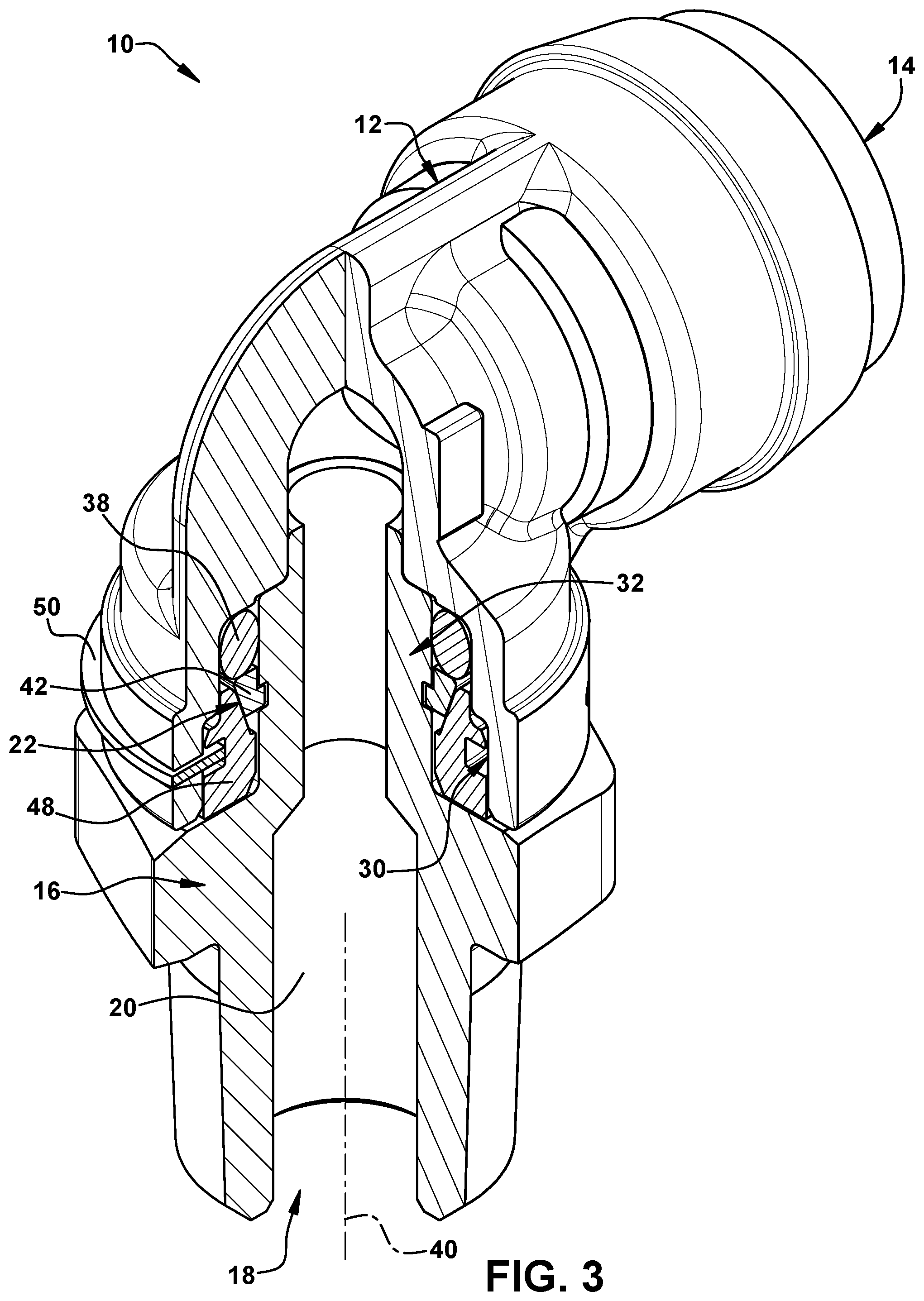 Patent US12092245 Figure 2 – Lockable swivel fitting assembly