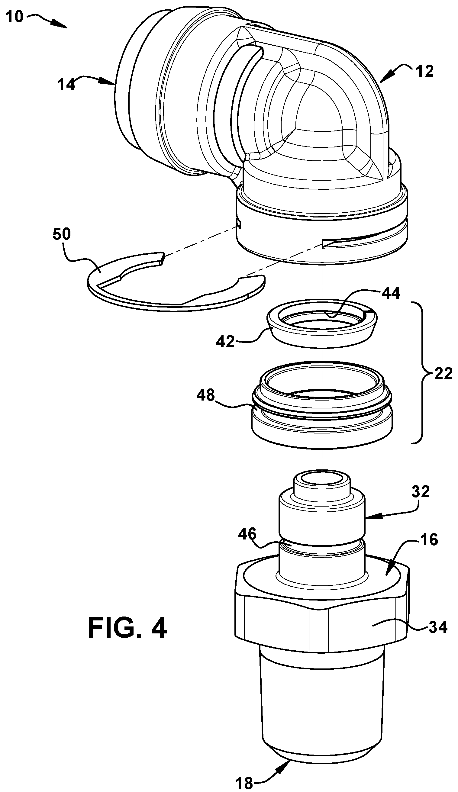 Patent US12092245 Figure 3 – Lockable swivel fitting assembly